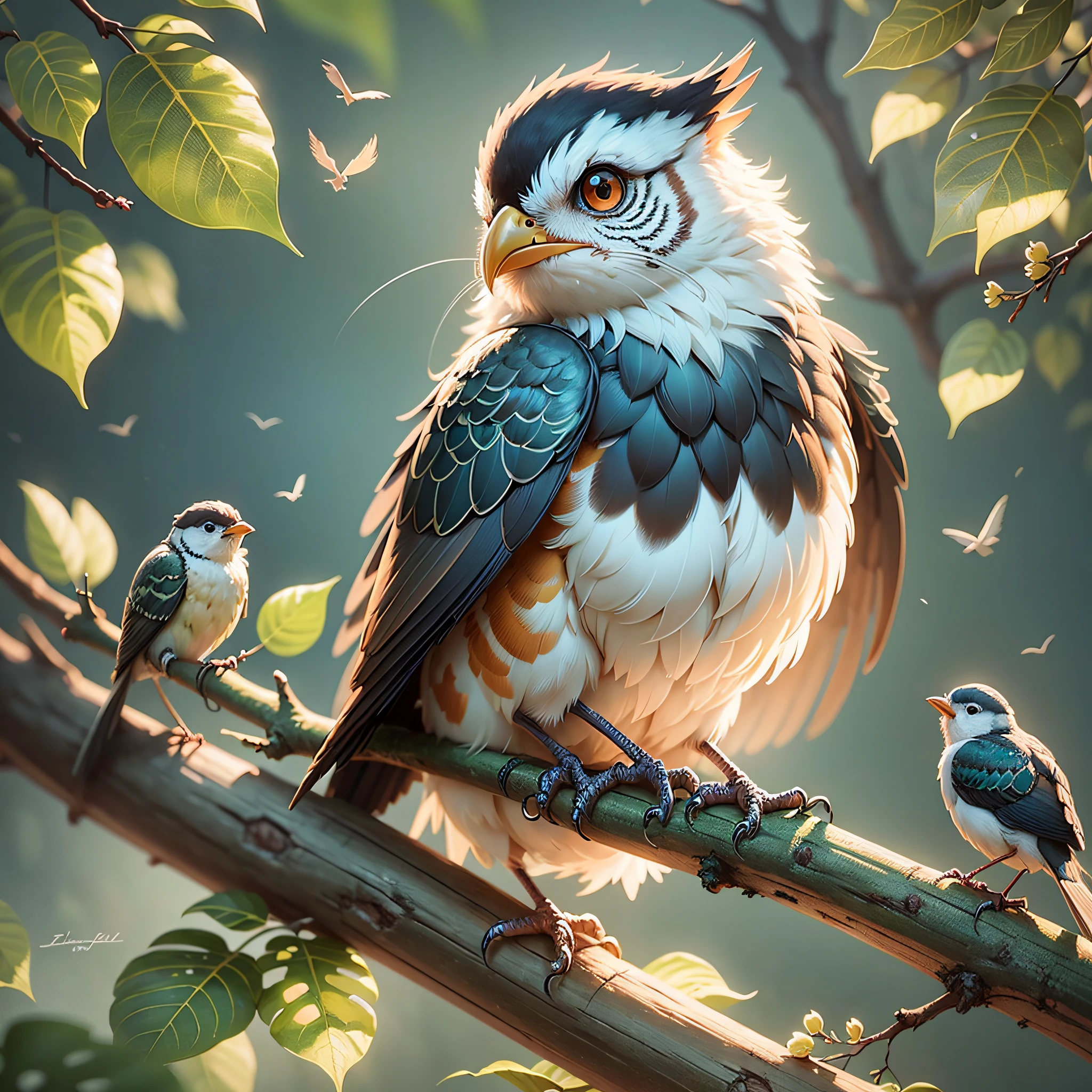 there is a small bird sitting on a branch of a tree, beautiful digital artwork, adorable digital painting, low detailed. digital painting, birds f cgsociety, high detailed), digital painting highly detailed, beautiful digital art, beautiful digital painting, highly detailed digital artwork, high quality digital painting, highly detailed digital art, 3 d render beeple, very beautiful digital art --auto --s2