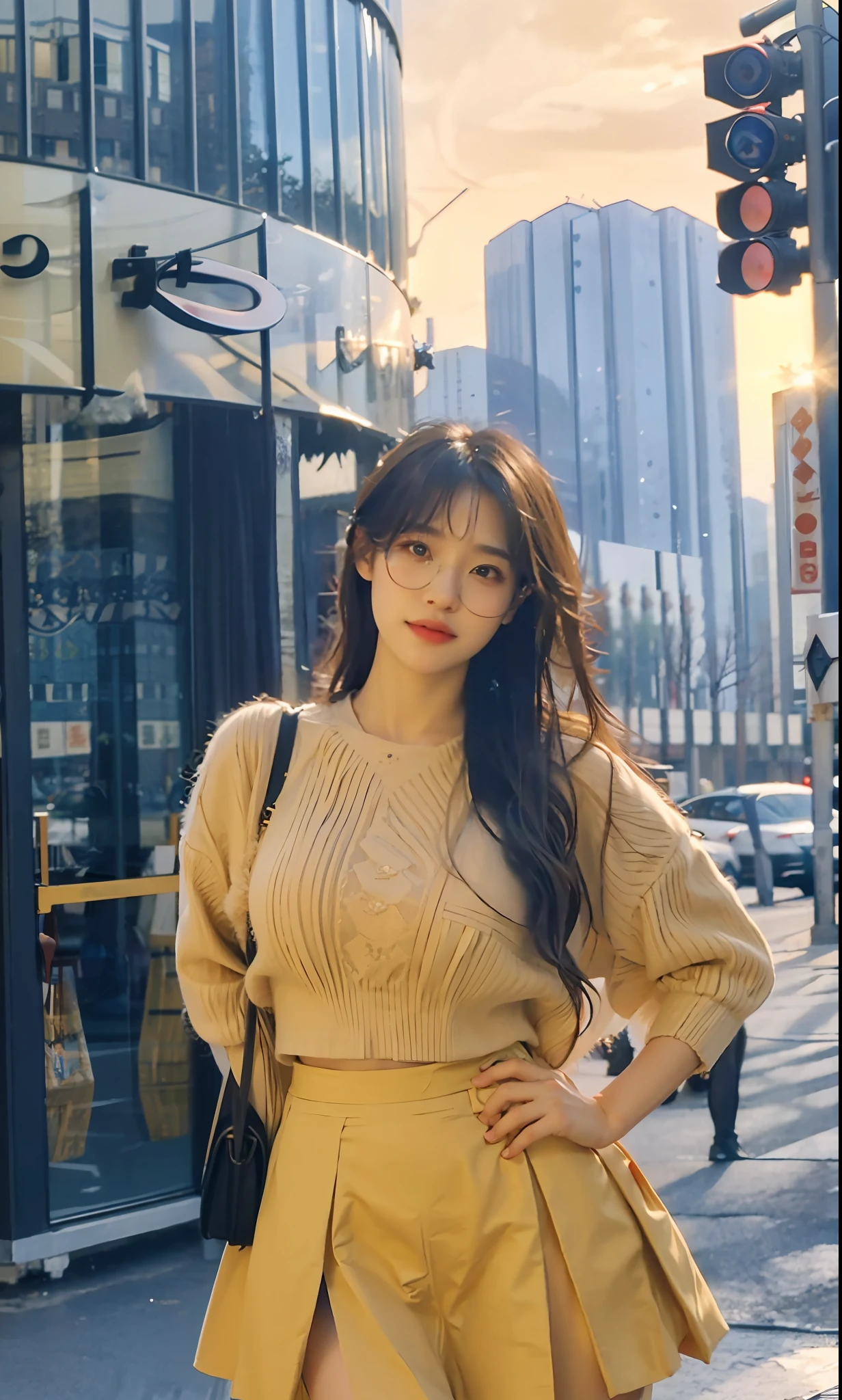 ulzzang-6500-v1.1, (raw photo:1.2), (photorealistic:1.4), beautiful detailed girl, very detailed eyes and face, beautiful detailed eyes, ridiculous, incredibly ridiculous, huge file size, super detailed, high resolution, very detailed, best quality, masterpiece, ((fashion clothing with diverse colors)), illustration, very detailed, CG, unified, 8k wallpaper, amazing, fine detail, masterpiece ,best quality, very detailed CG uniform 8k wallpaper, light on face, movie lighting, 1girl, 16 years old, long white hair, side splits, (big breasts), (no panties)), (glasses), ((dynamic pose))), ((sexy pose))), (camel toe), (half), (pantyhose)), ((black hip skirt))