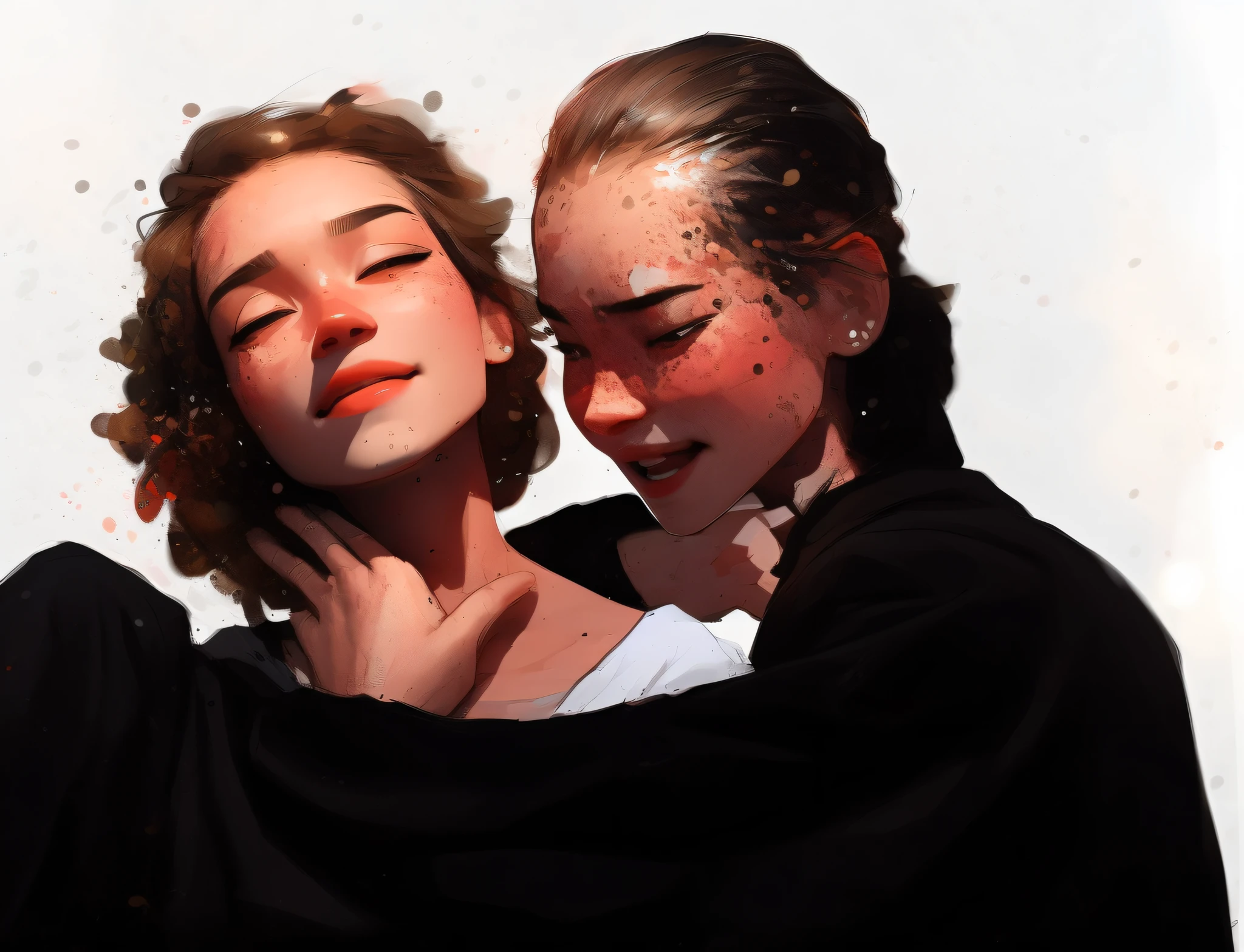 samdoesarts; award winning half body portrait of a beautiful woman in a croptop and cargo pants, military boots, standing on the street faint smile, paint splashes, hair in a bun, splatter, outrun, vaporware, digital art, trending on artstation, highly detailed, fine detail, intricate