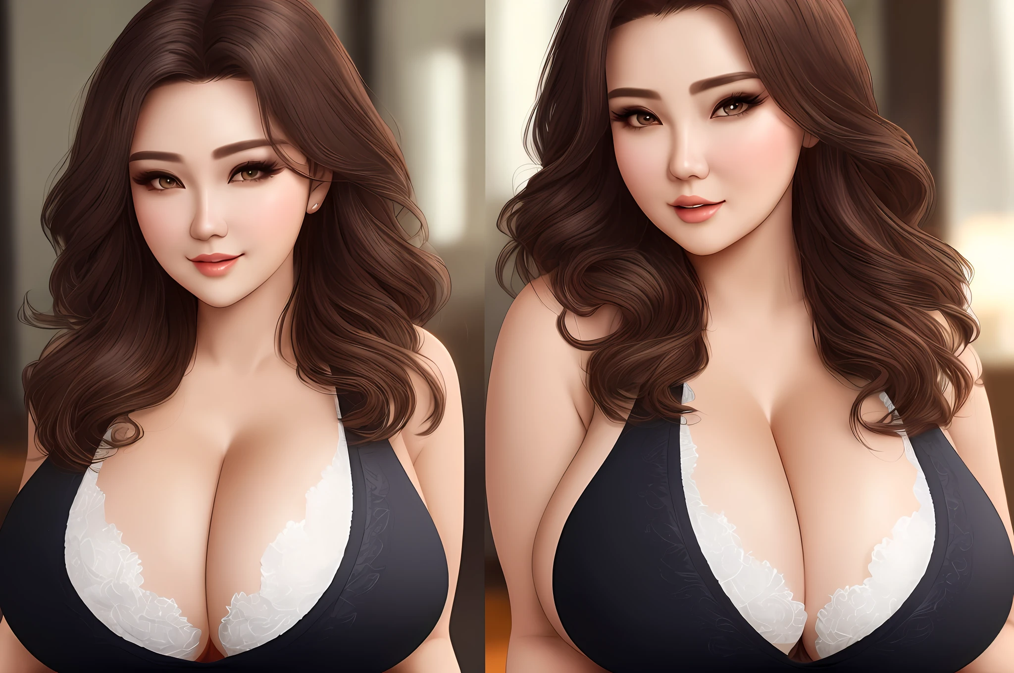 (ultra-realistic), high quality, gorgeous, beautiful lady, (big boobs:1.5), (cleavage:1.3), (detailed facial features), emphasizing facial expression, 1 lady, (Wina Dana Riniy), (Voluptuous:1.2)