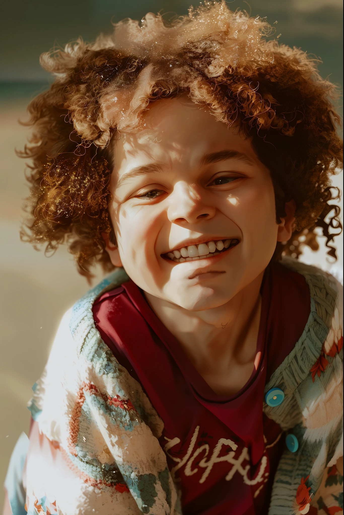 There is a boy, cute, standing on the beach with blue sky in the background, Alexei Guryrev, soft portrait shot 8 K, Anton Fedeyev, a photo of a man, inspired by Alexander Kanot, film portrait, Jacob Kaspa, portrait of a beautiful person, thin man with light tan skin, Bogdan Rezunenko