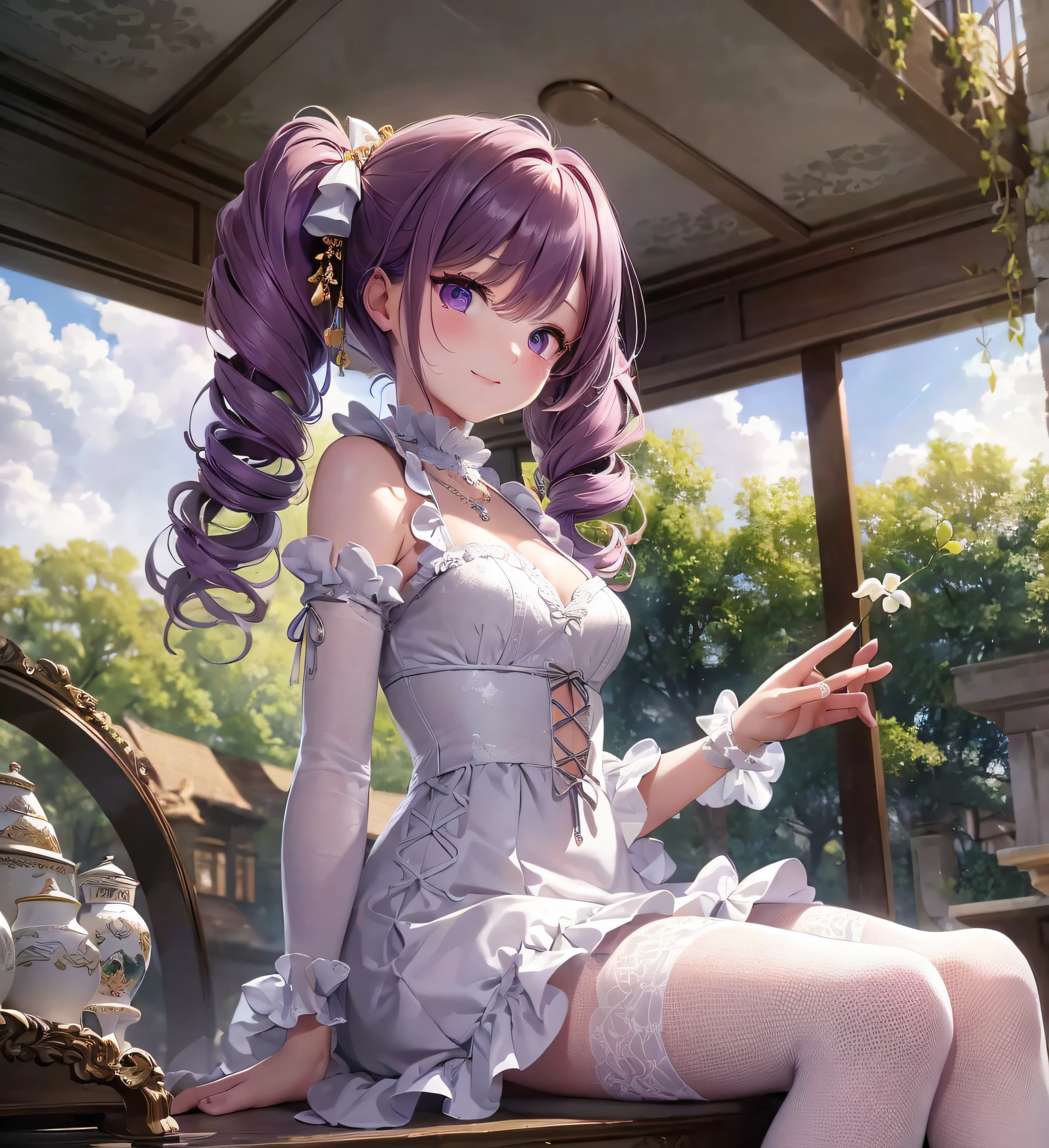 , (duck sitting: 1.3) ,,, medium hair, (magenta), blunt bangs, (twintails: 1.3), purple eyes, light smile, (full body), loli, (cute face: 1.5), solo, (white dress: 1.3), (white pantyhose: 1.3), lace-up heels, necklace, hairpin, (mini girl: 1.3), dynamic angle, floating, frills, painting, depth of field, Natural, beautiful meticulous girl, extremely detailed eyes and face, beautiful detailed eyes, detailed light, cinematic lighting, lens flare, light leakage, sunlight , shine , beautiful detail glow, ridiculous, incredibly ridiculous, huge file size , super detailed, high resolution, extremely detailed, best quality , masterpiece, illustration, extremely delicate and beautiful, very detailed , CG ,unity ,8k wallpaper, amazing, fine detail, masterpiece, best quality, official art, extremely detailed CG Unity 8k wallpaper, studio lighting, high saturation, dramatic angle, reflected light, ray tracing, depth of field, outdoors, (14:1.3)