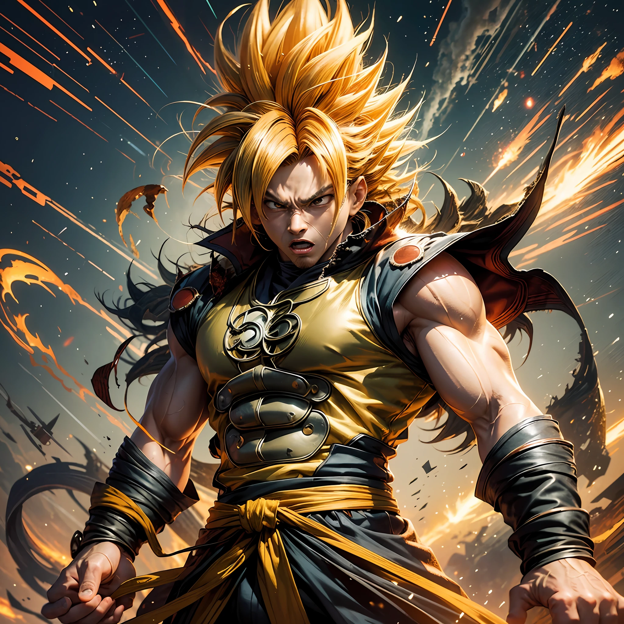 "Create an image of Goku super saiyan 4 with golden monkey hair and an insane fury. Make sure that the resulting image captures the essence of the character, with dstyle anime dragom ball gt, details that highlight its strength and intensity. Add textures and details to the golden monkey hairs, to give the impression of a realistic coat. Make sure Goku's insane fury is visible in his facial expression and on his body. Add details to the background, such as shadows and subtle lighting, to give depth to the image. Make sure the resulting image is high-resolution, 8K quality." —c 10 —ar 2:3 --auto --s2