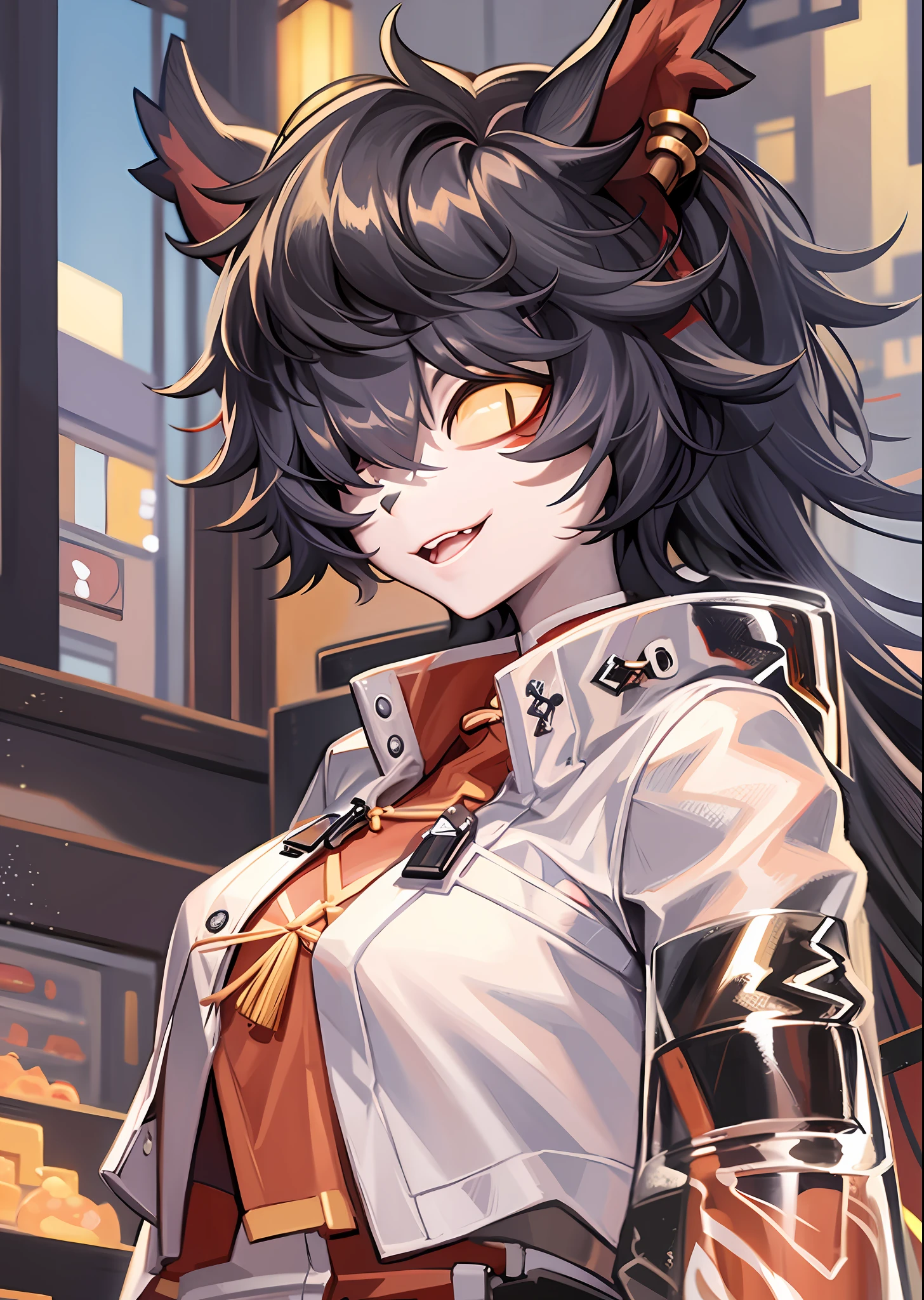 1girl,horns,theresahead,theresa,cowboyshot,白色连衣裙