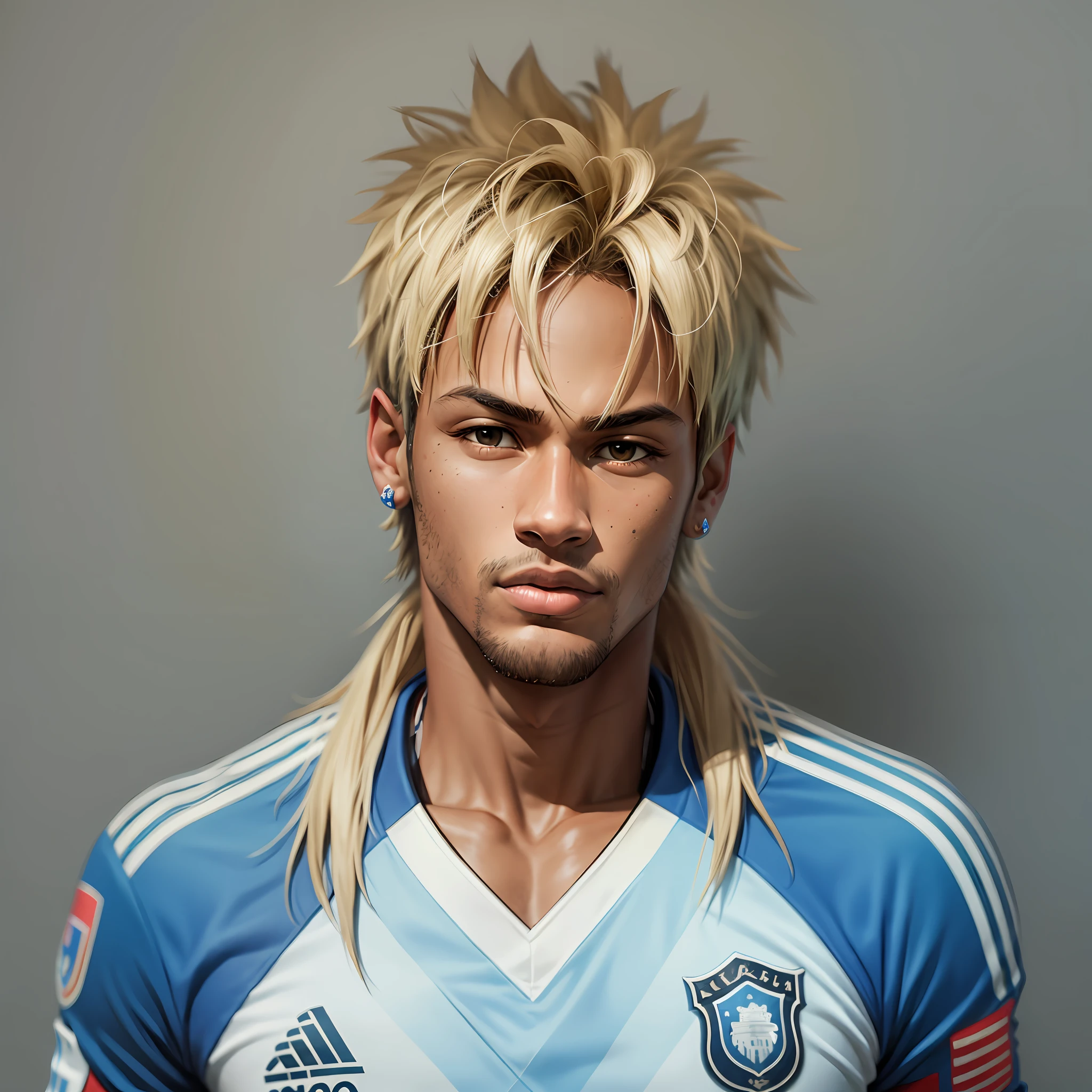 neymar, jultra realistic Argentina shirt on the field,looking at the camera with trofel in the hands. --auto --s2