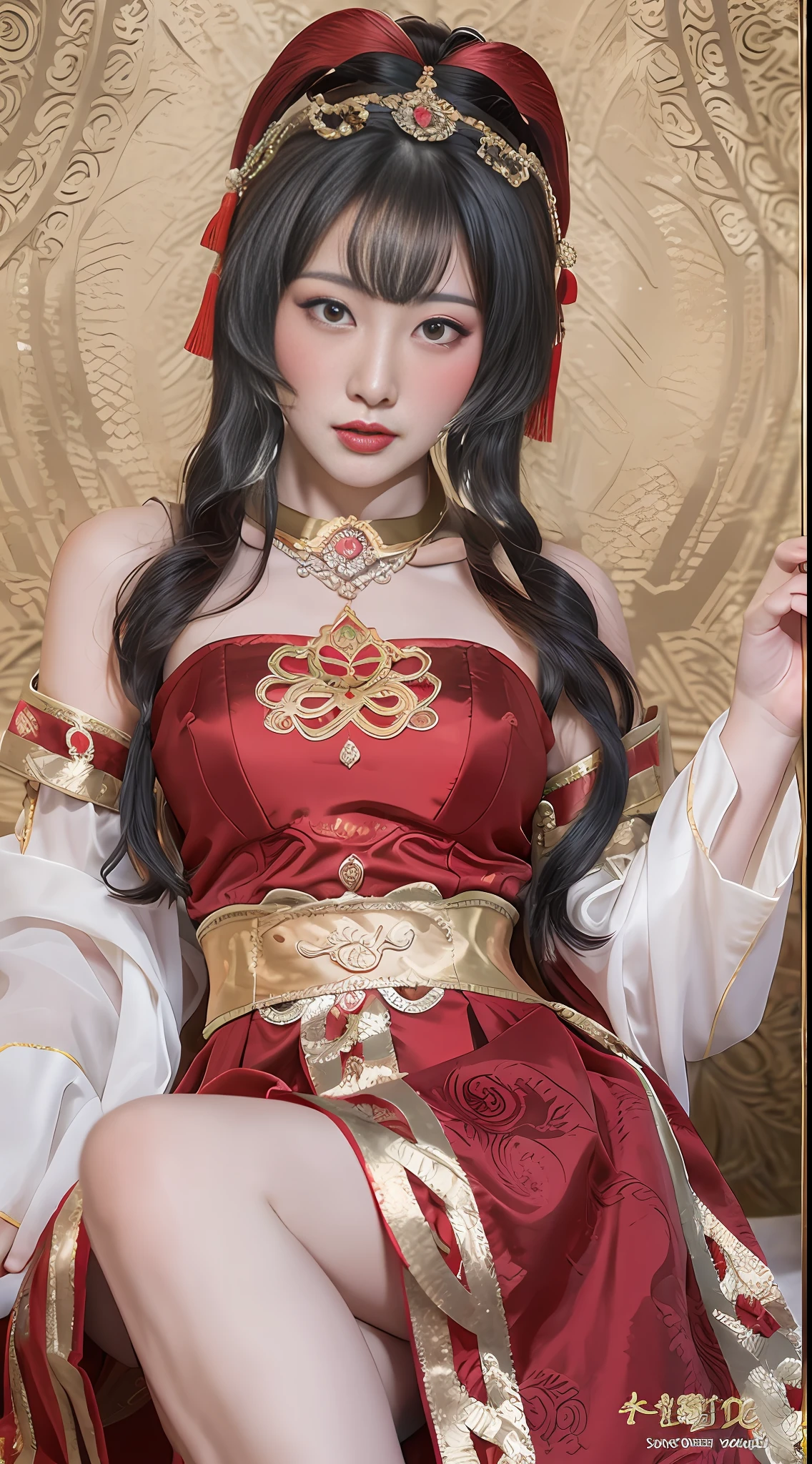 The best depiction of the Chinese Tang Dynasty noble concubine Yang Guifei, with a strong and wonderful figure, just right, wearing a gorgeous Tang style Han costume, charming, fat figure, the emperor's concubine, with supreme power
