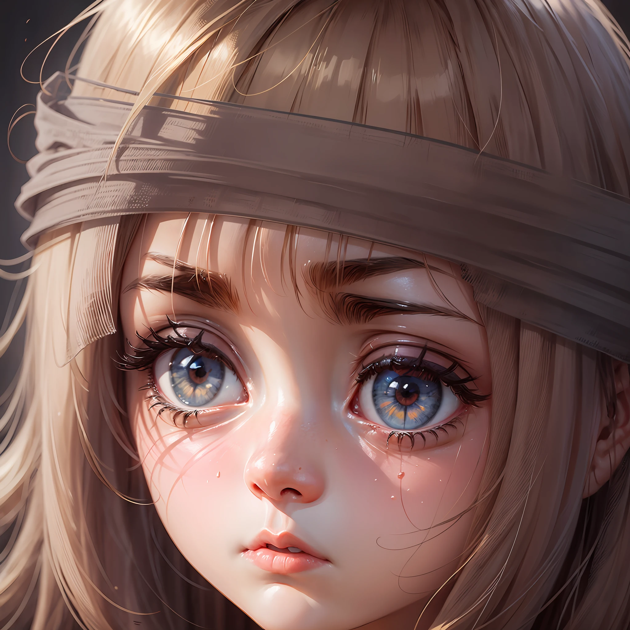 (worried face of #1 girl, suspense music in the background), close-up, strong shadows, soft light, camera rotation, dark environment, tense environment, --auto --s2