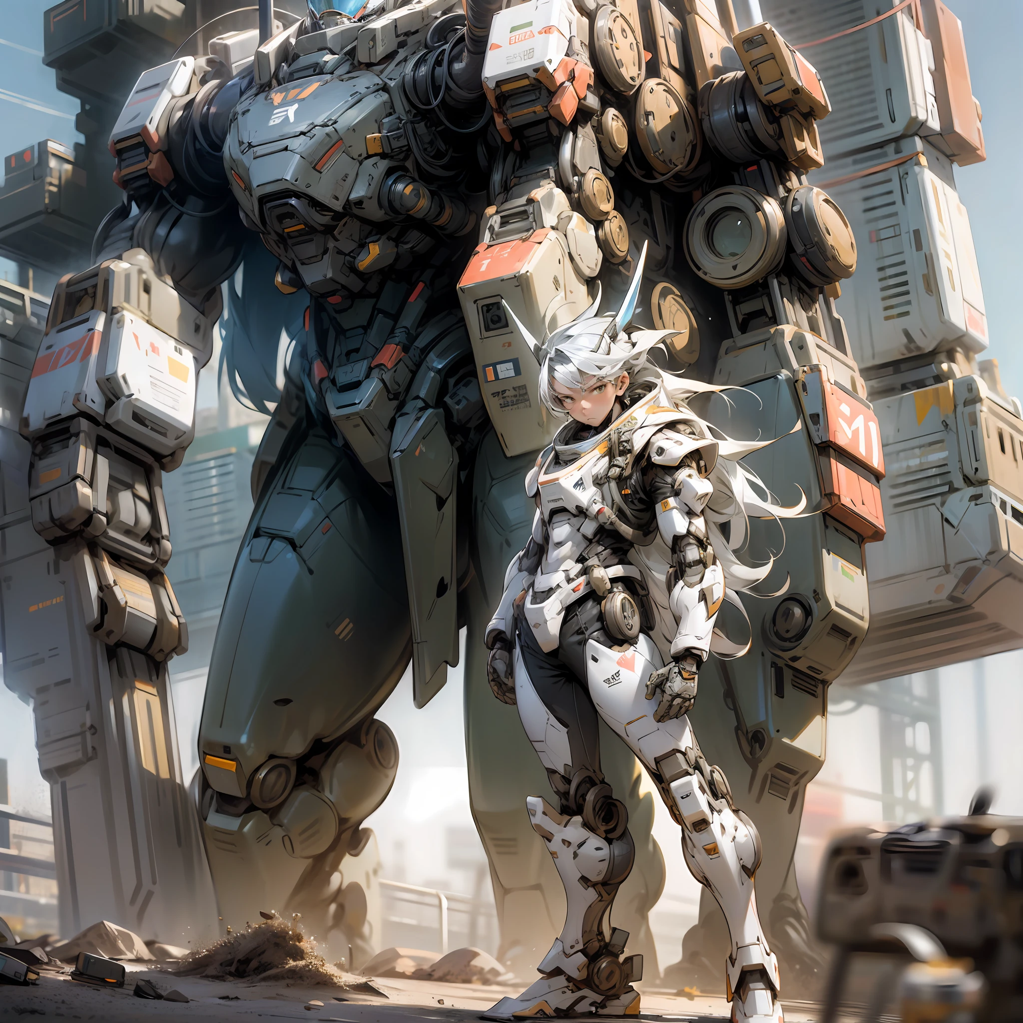 Male god standing in desert futuristic suit, boy in mecha network armor, male mecha, wojtek fus, cute full-body robot boy, portrait of armored astronaut boy, cyberpunk anime boy mecha, [popular in CG society]!!, mecha suit, silver hair, movie lighting, wide-angle lens, En plein air, high detail, UHD, retina --auto --s2
