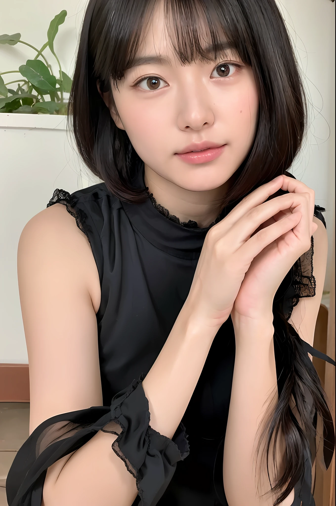 (8k, RAW photos, top quality, masterpiece: 1.2), ultra detail, ultra high resolution, (realistic, photoreal: 1.37), portraits, high detail RAW color photos, professional photos, very delicate and beautiful, highly detailed, 8k wallpapers, stunning, fine detail, huge file size, official art, highly detailed CG Unity 8k wallpapers, highly detailed beautiful girls, highly detailed faces, Highly detailed skin, Very detailed fingers, Very detailed nose, Very detailed mouth, Perfect anatomy, Very detailed background, Very detailed outfit, 1 girl, (18 years old: 1.2), teenager, cute girl, famous Japan idol, cute, realistic body, petite, fair skin, shiny skin, slender body, good style, black hair, curly hair, (bangs: 1.2), smile, cute, young, cute face, realistic face, beautiful eyes, sagging eyes, (hair ornament: 1.2), eye line, cowboy shot, front, standing posture, contrappost, pool, bikini, big, dynamic lighting,