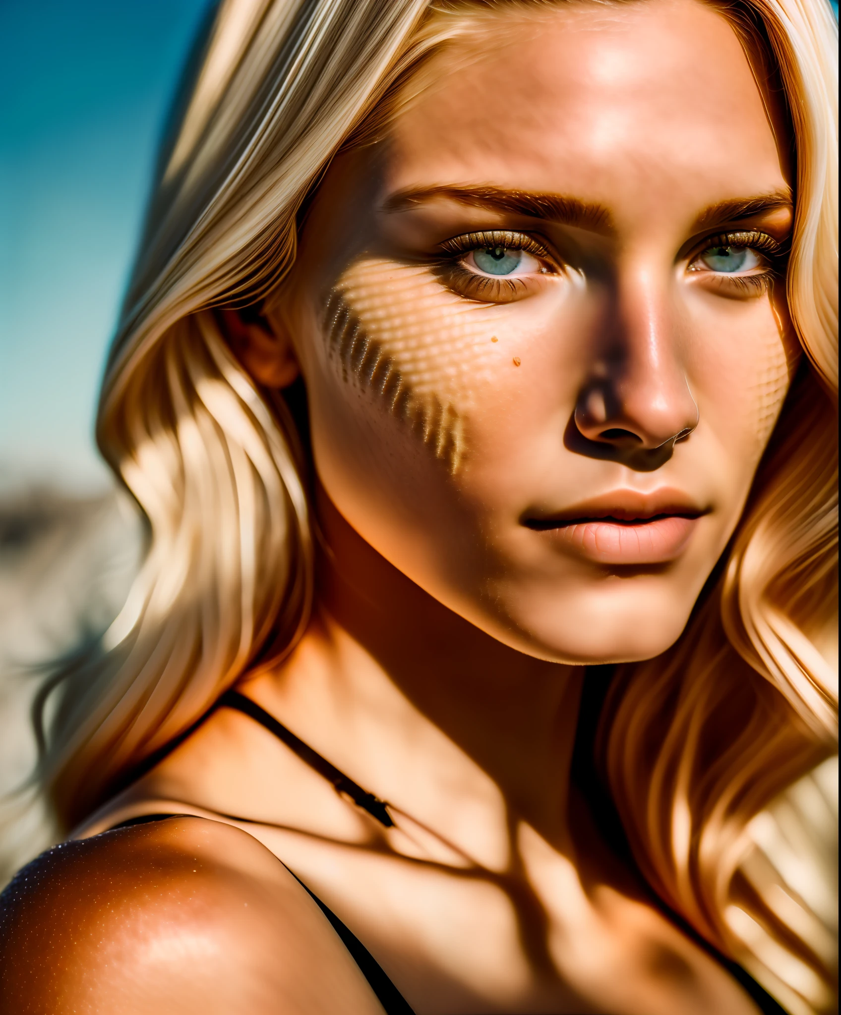 ((RAW, style, ((film grain, skin details, highly detailed skin texture, 8k hdr, dslr)), ((a face of a beautiful blonde woman))