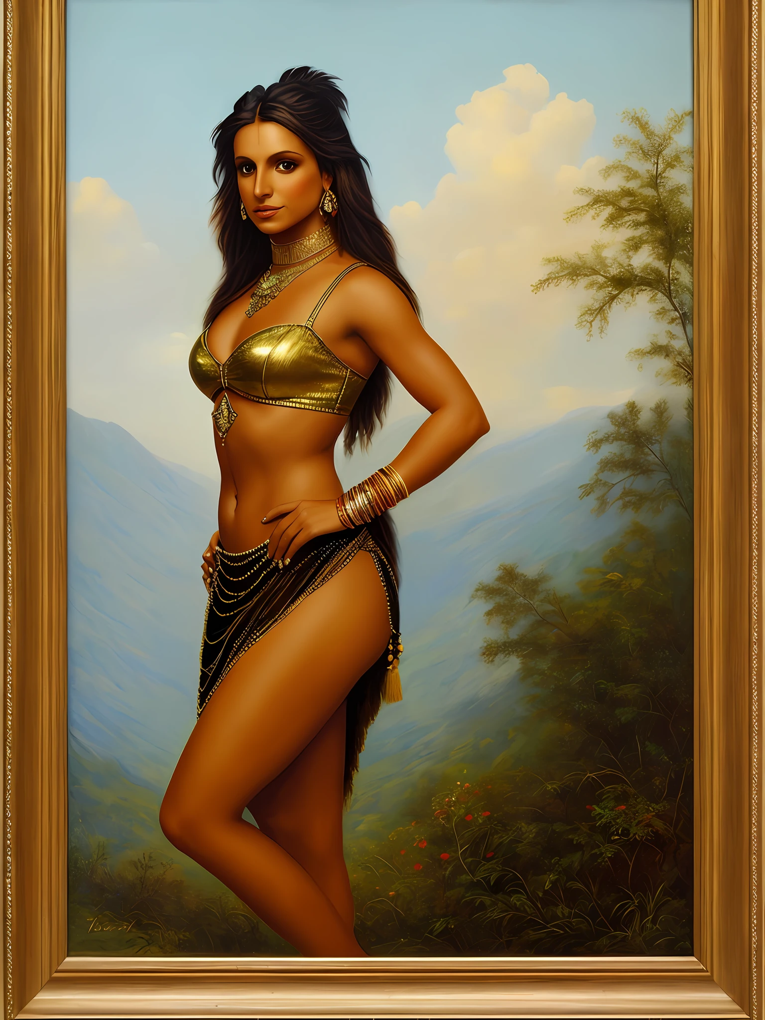 Portrait of Britney Spears, of Indian, a beautiful full-body Indian, beautiful, oil on canvas, Romanticism