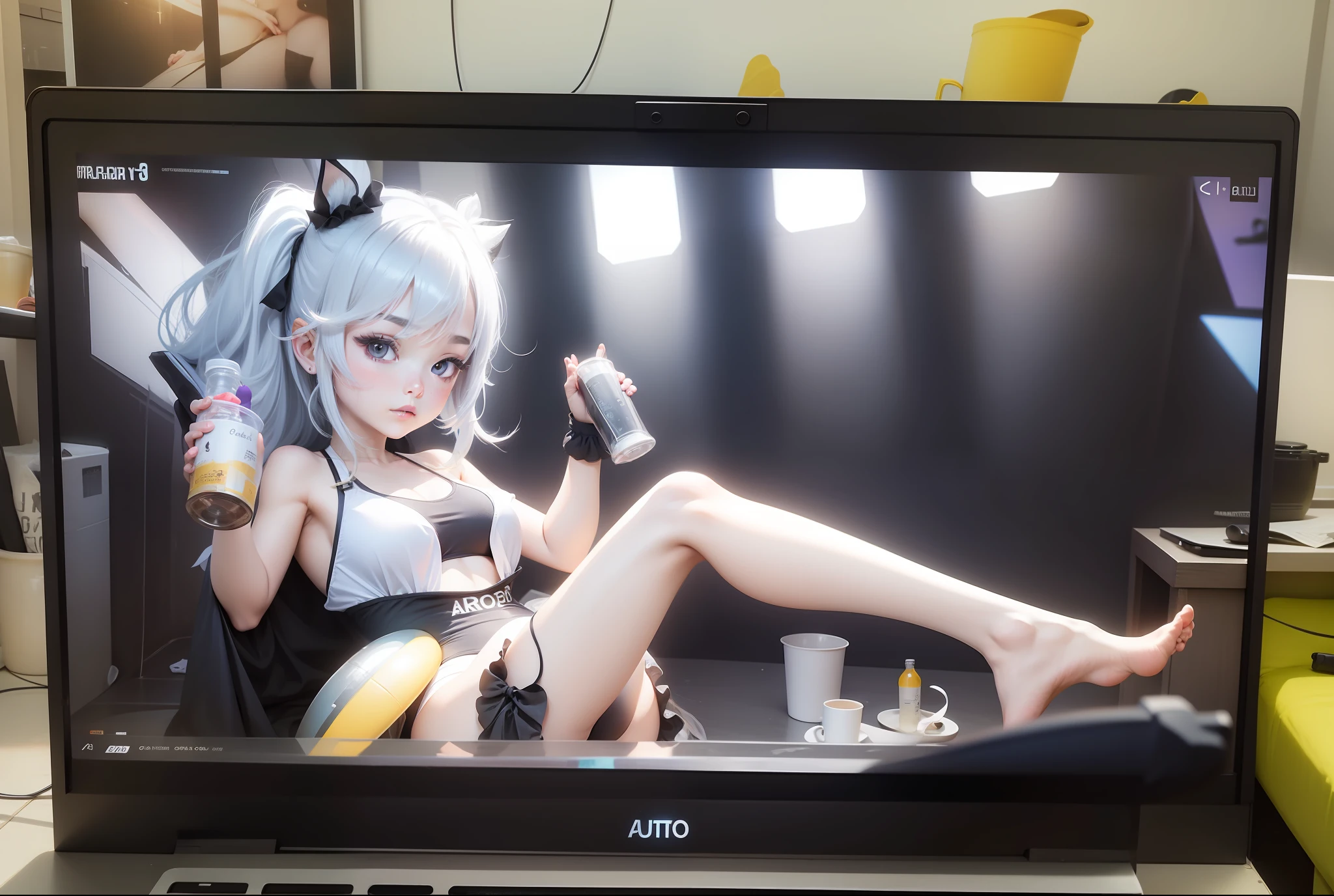 Wear black stockings, no shoes, high exposure swimsuit --auto --s2