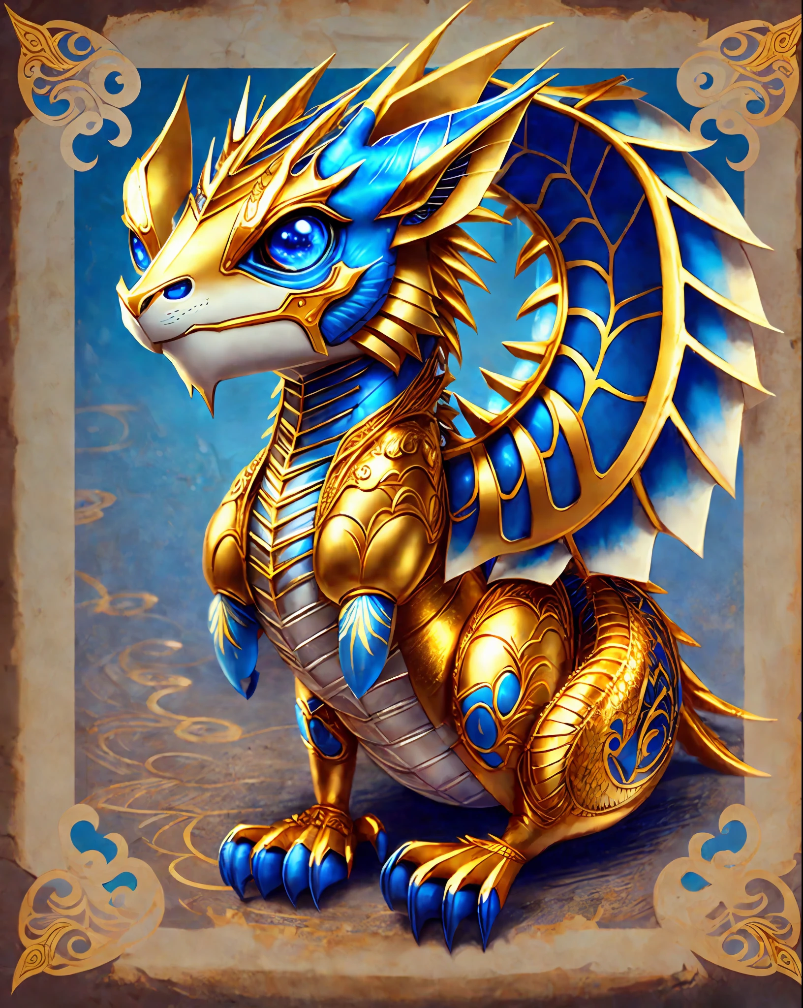Little golden dragon with blue eyes --auto --s2
