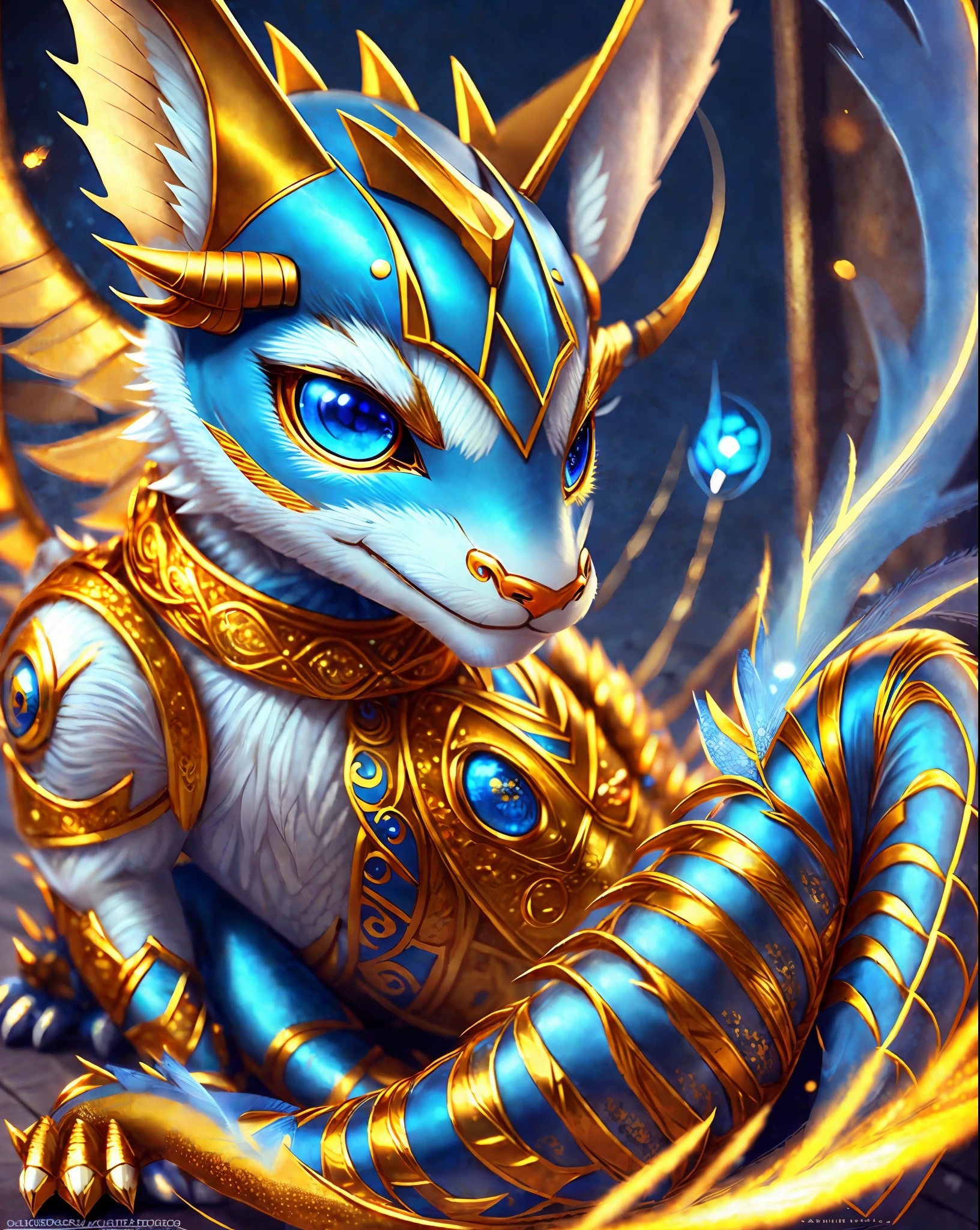 Little golden dragon with blue eyes --auto --s2