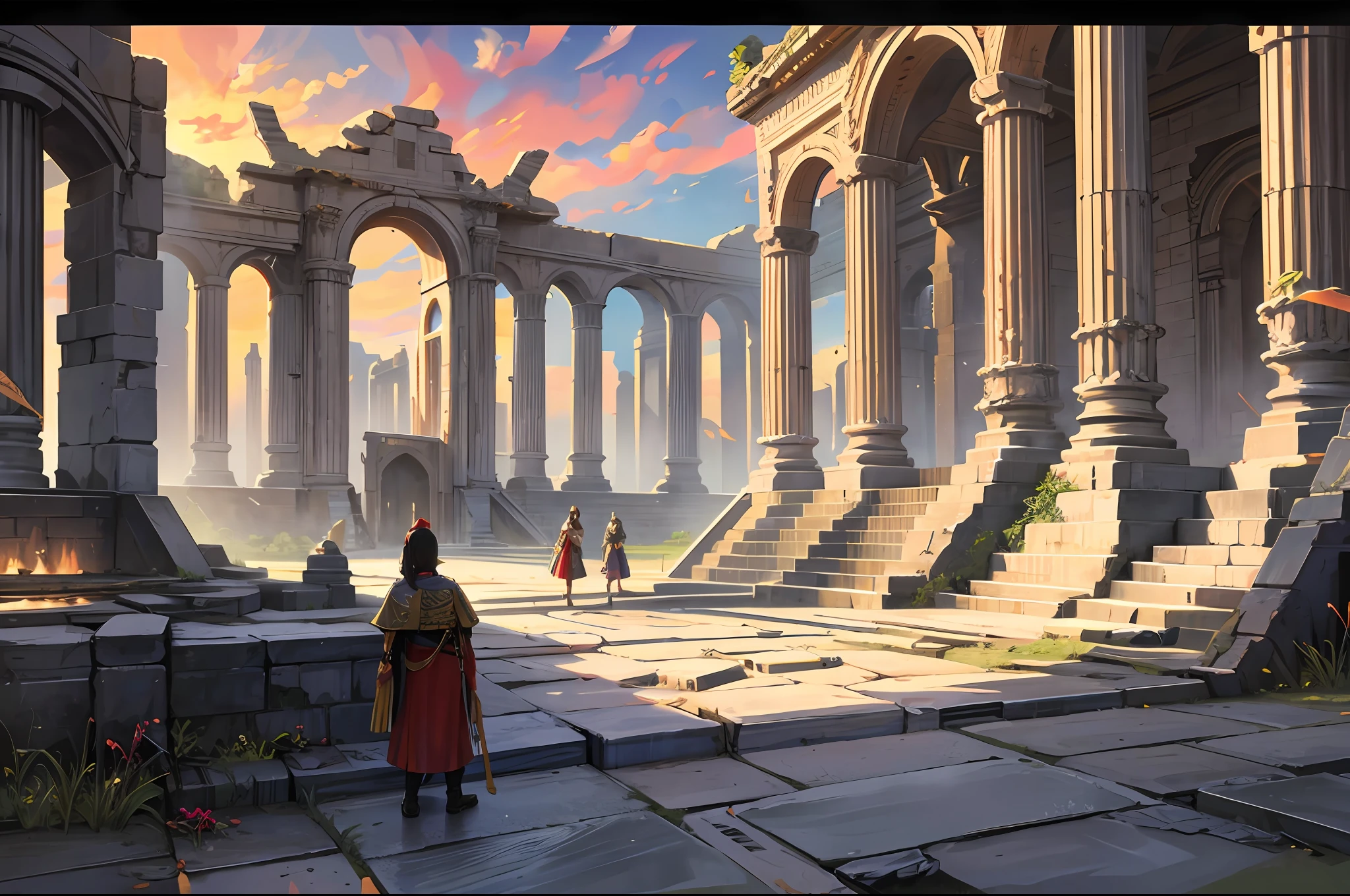 Babylon gate ruins after war, a lot of bloods on the ground, died warriors, a lot of people crying, some people trying to prepairs the gate, hopeless people, photography, hd, realistic --auto --s2