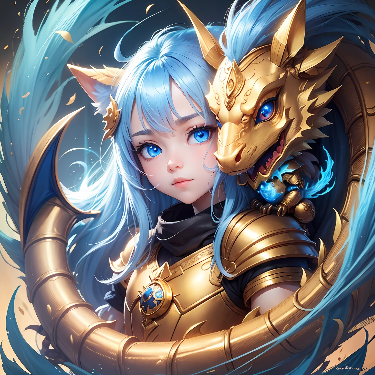 Little golden dragon with blue eyes --auto --s2