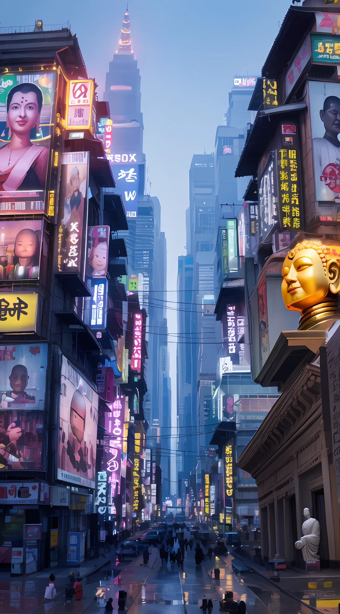 Glowing Buddha head