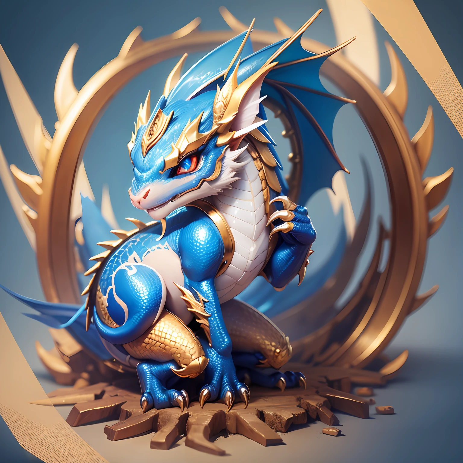 Little golden dragon with blue eyes --auto --s2