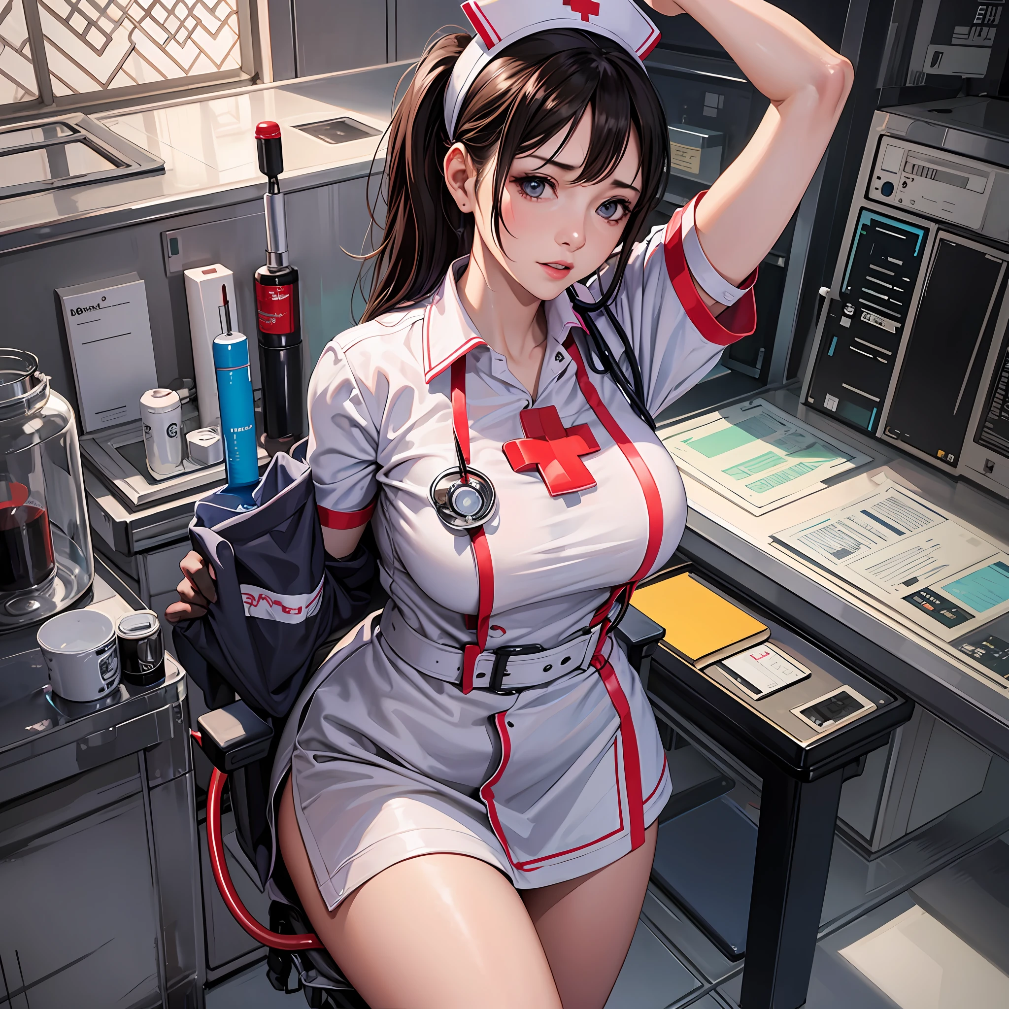 Create an ultra realistic nurse doing enema --auto --s2