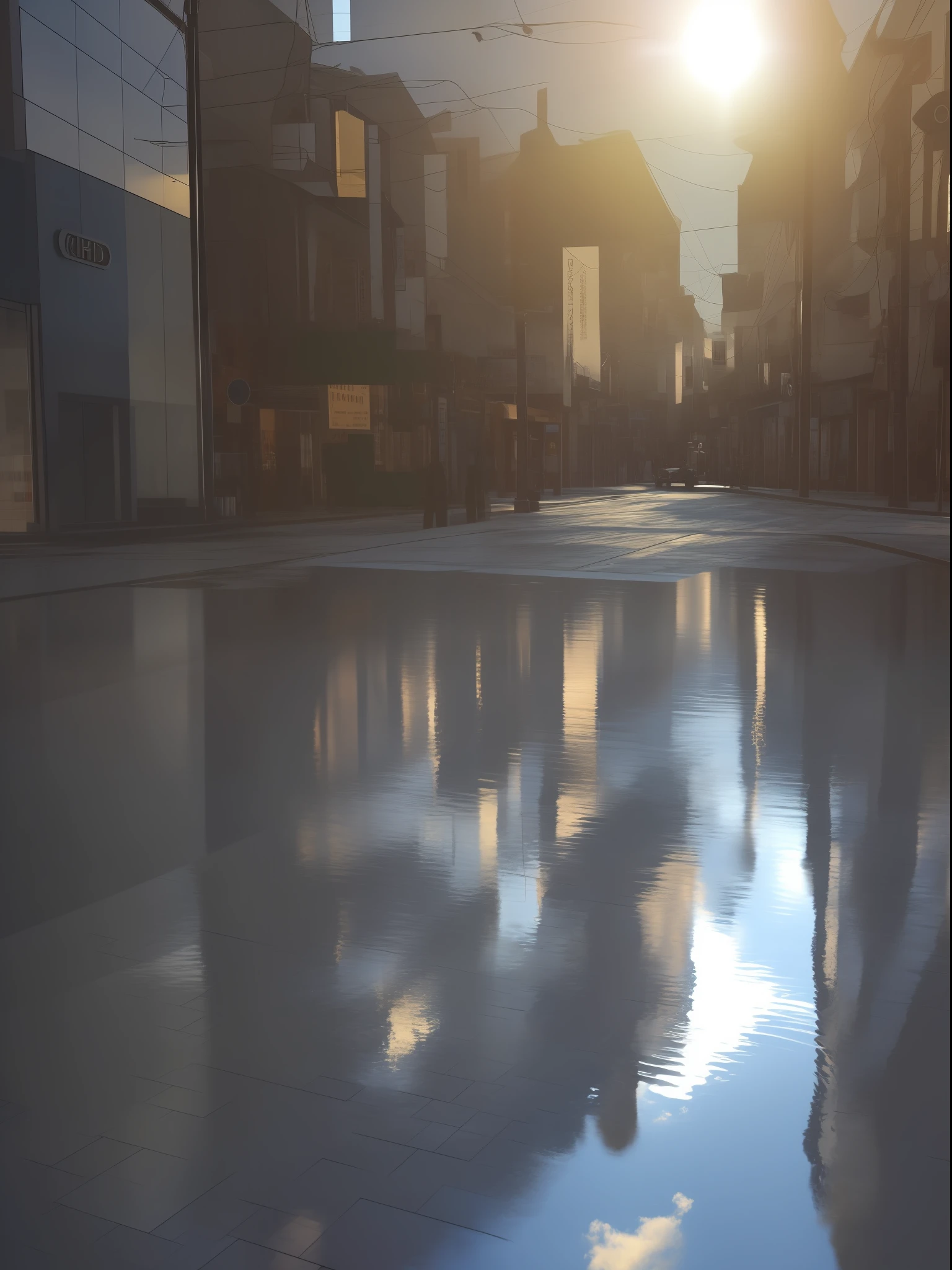 reflection light, ray tracing, UHD, masterpiece, best quality, high details, highres, japanese street