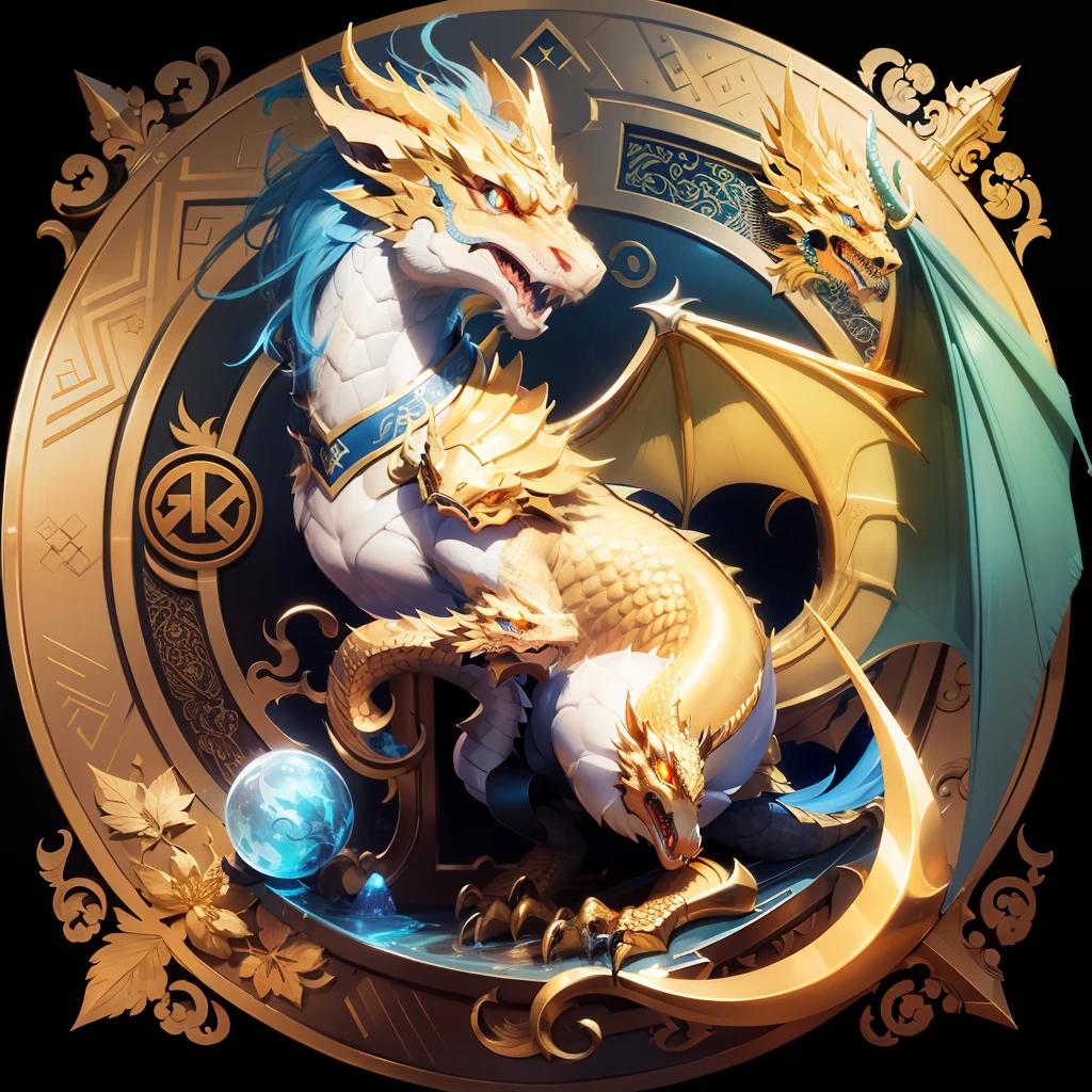 emblem with a little golden dragon with blue eyes --auto --s2
