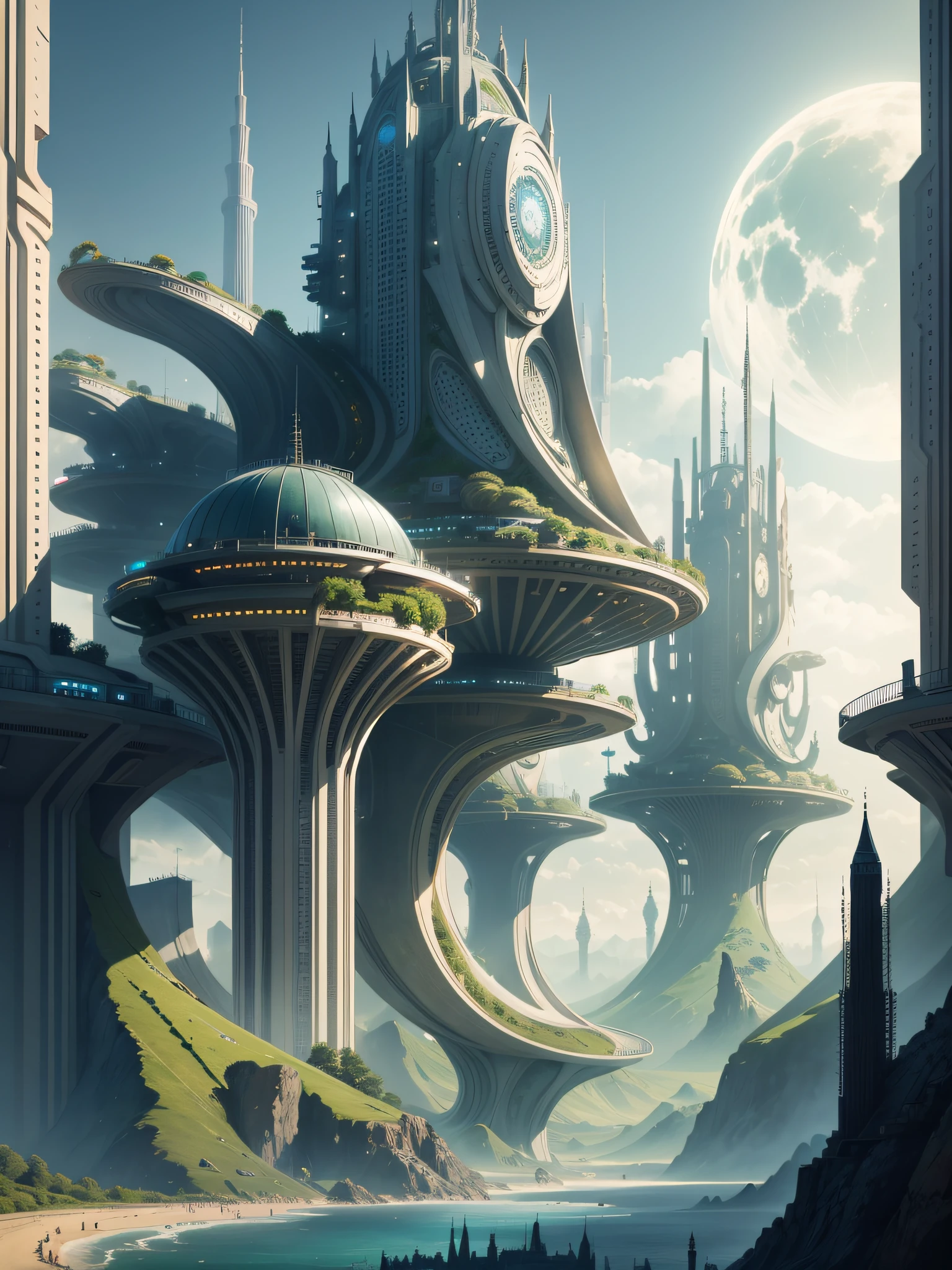 futuristic city, fantasy, 24th century, England