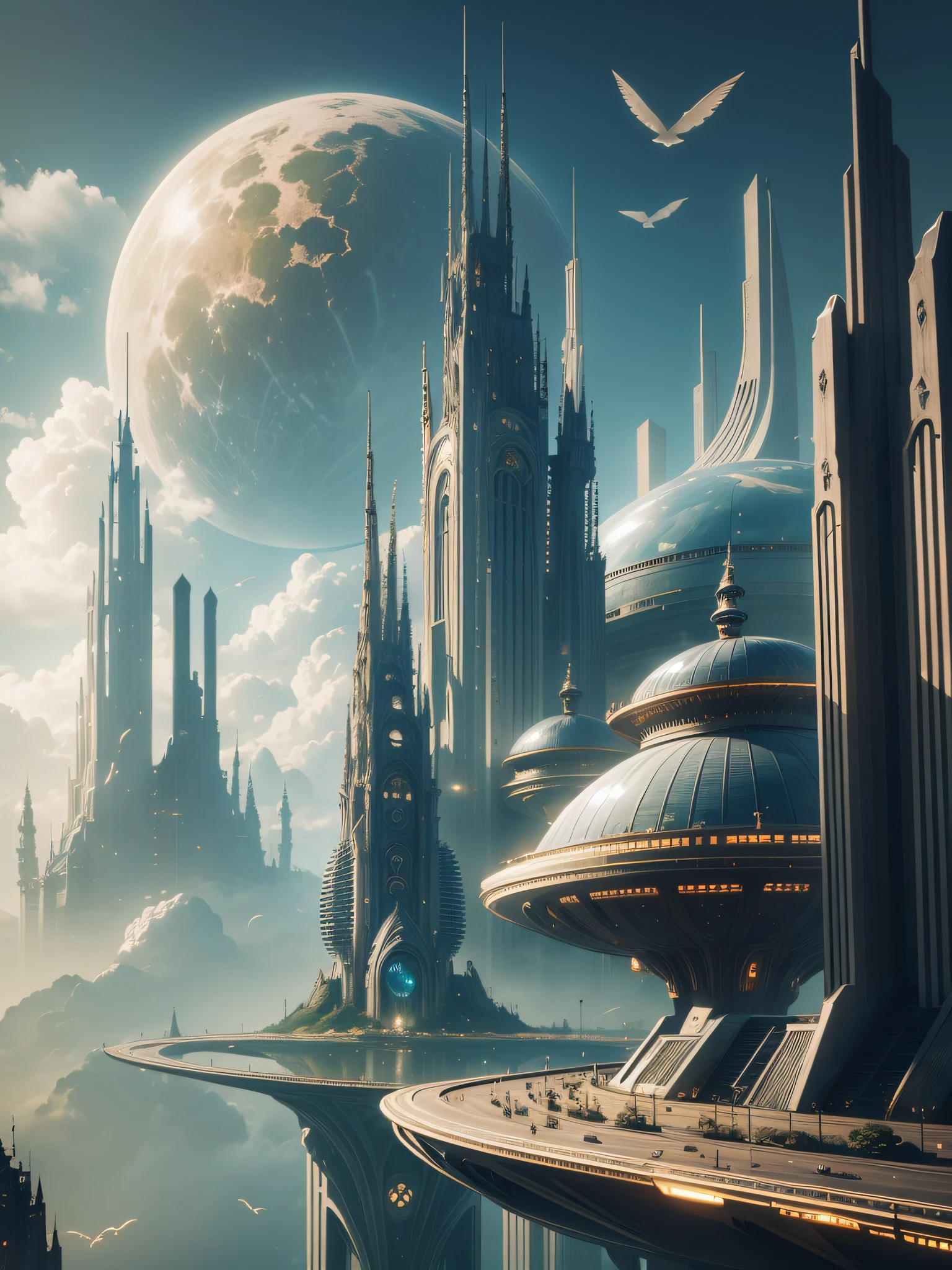 futuristic city, fantasy, 24th century, England
