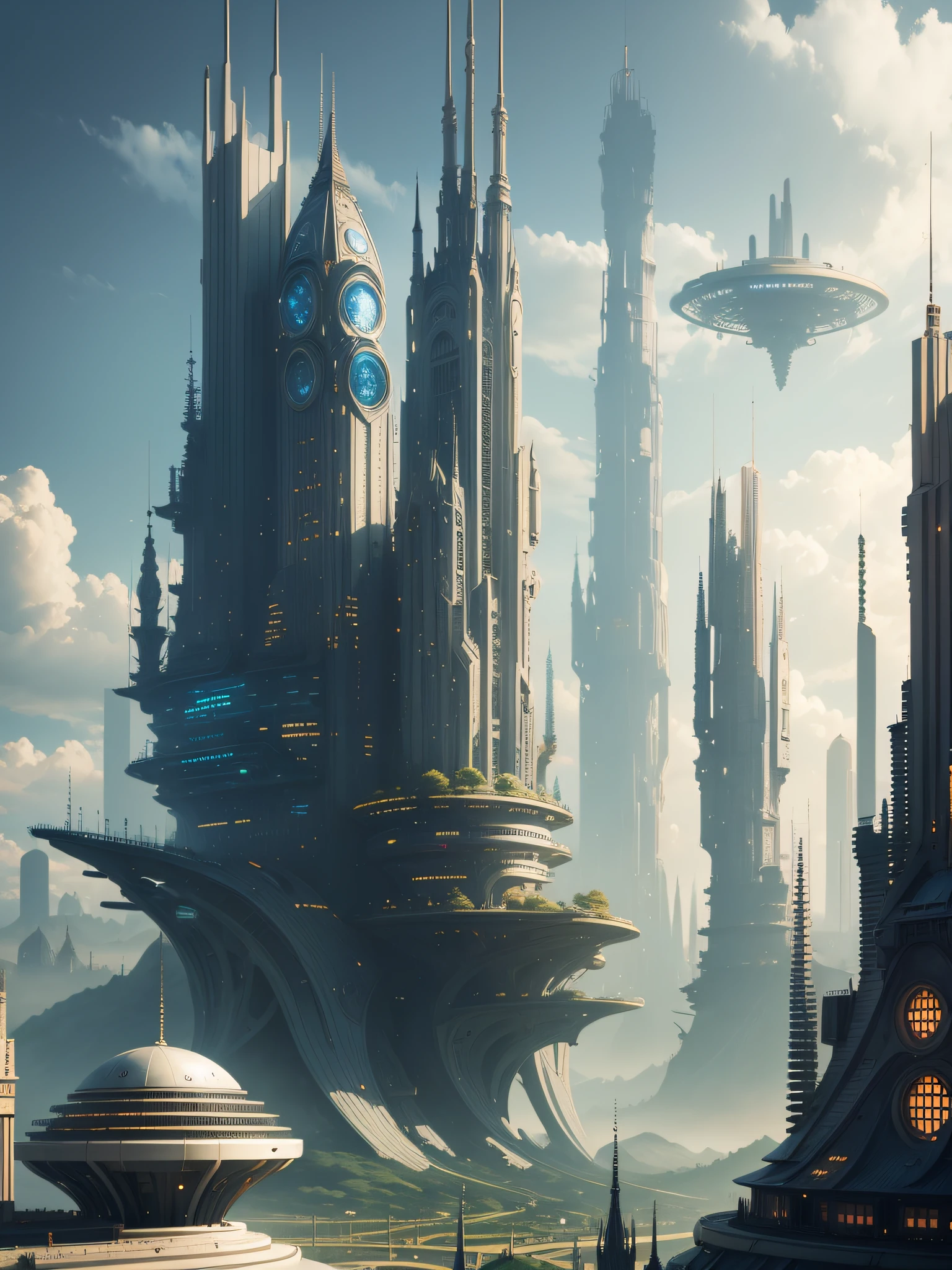 futuristic city, fantasy, 25th century, England