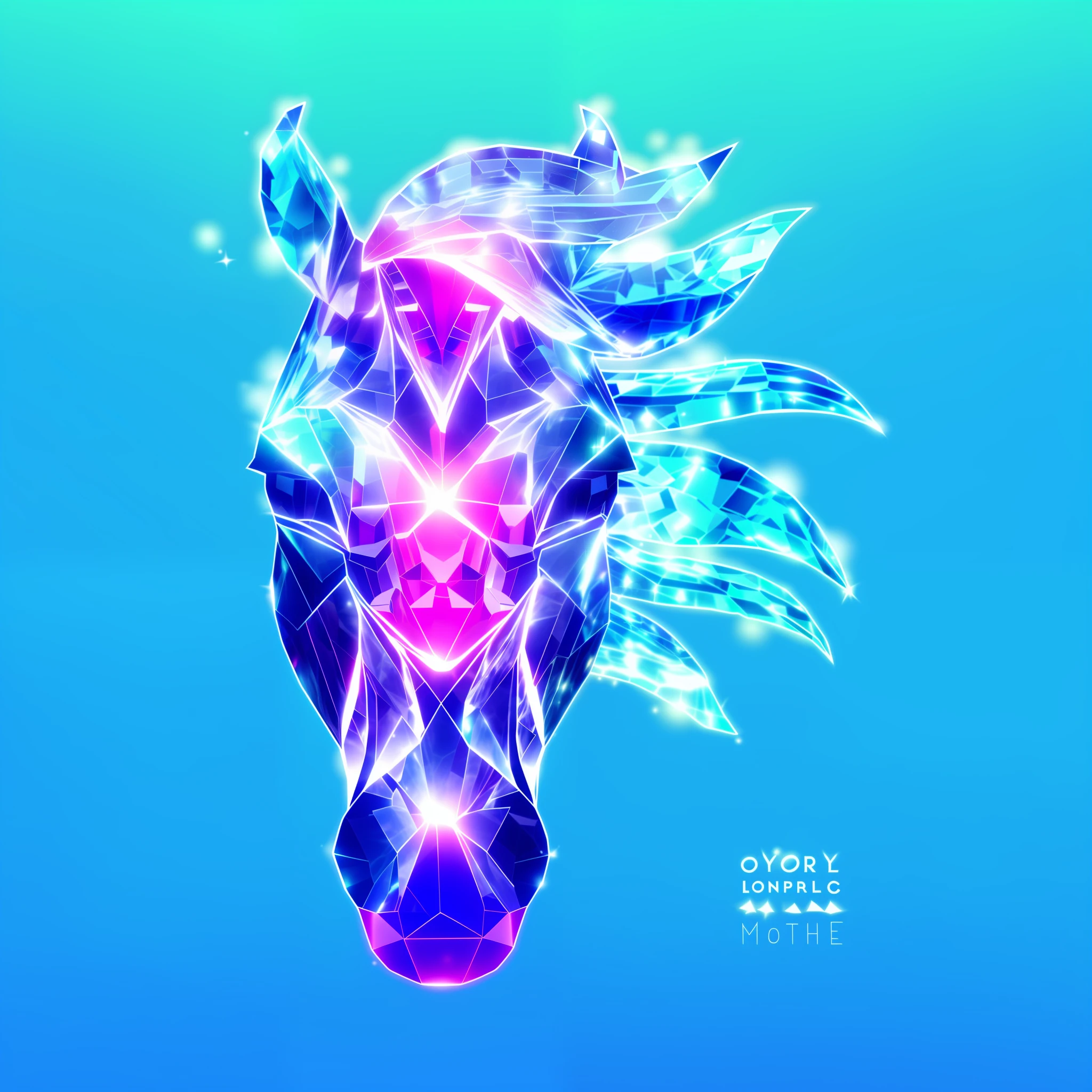 Low Poly style, crystal horse, polyhedral horse, ice magic close-up fantasy, polyhedral sculpture, horse, ethnic fantasy --auto --s2
