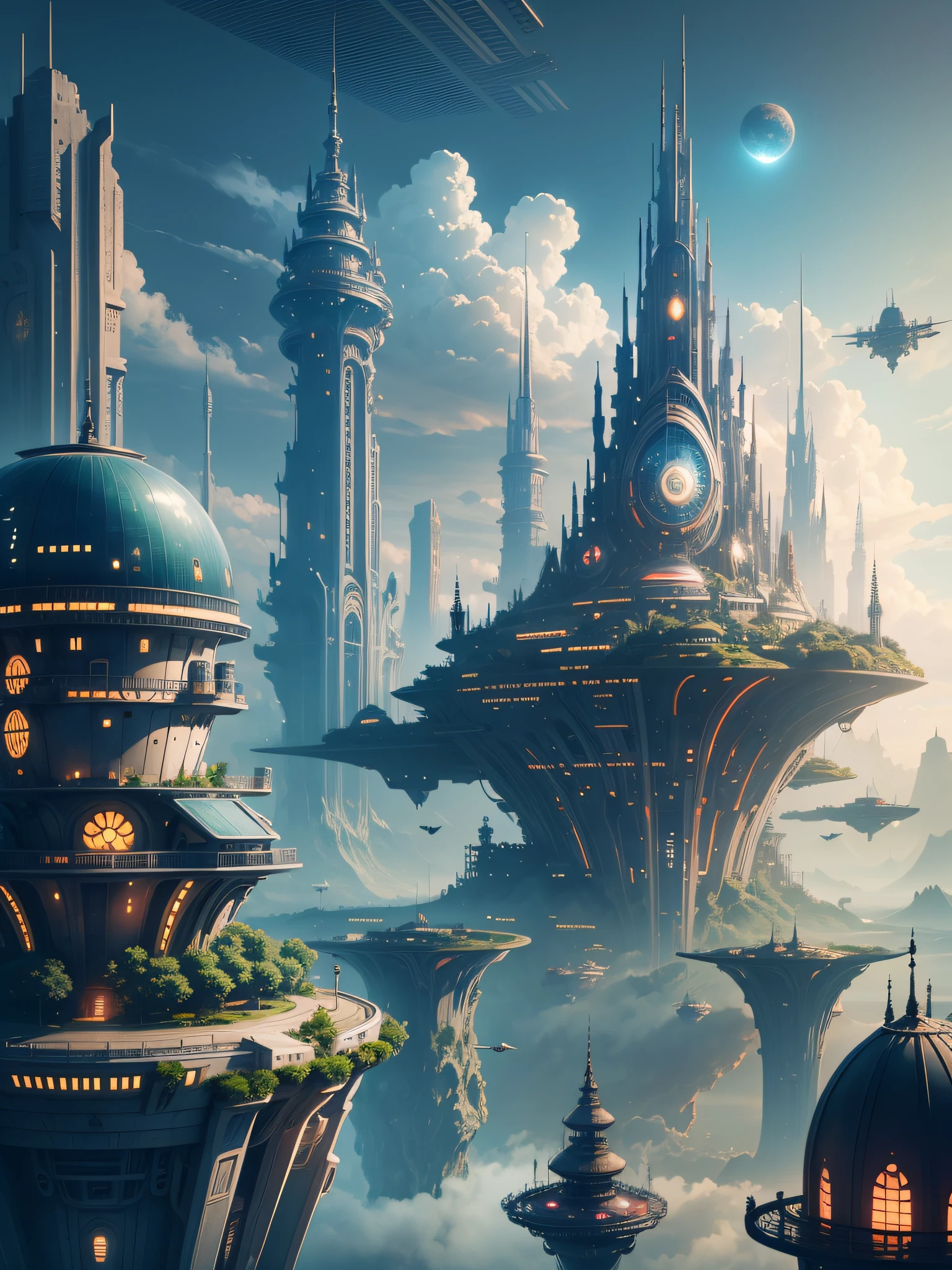 futuristic city, fantasy, 23rd century, England, sea
