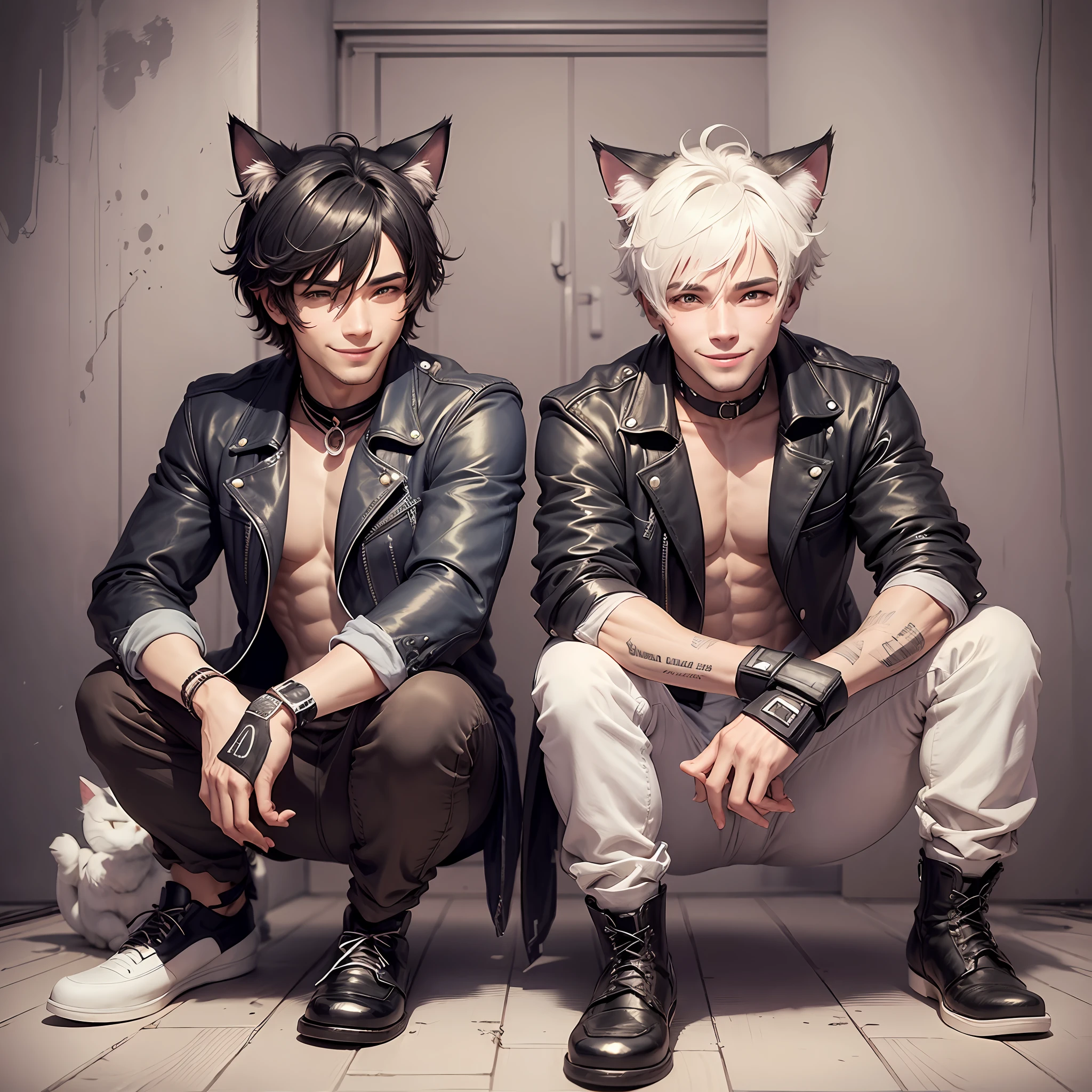 Two men, cat ears, smiling --auto --s2