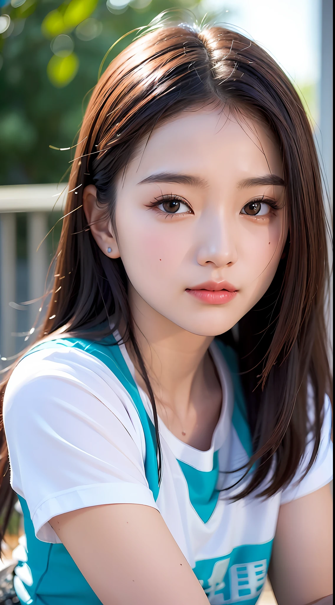 (yinchuan:1.5), close-up, masterpiece, best quality, raw photo, photorealistic, big, beautiful face, girl with soft smile, cute, t-shirt, skirt, middle hair depth of field, high resolution, ultra detail, fine detail, highly detailed, highly detailed eyes and face, sharp pupils, realistic pupils,