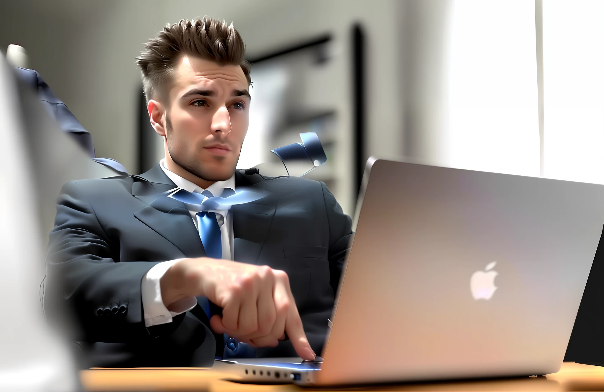 arafed man in a suit with a tie on his neck using a laptop, in front of a computer, sitting at a computer, sitting in front of computer, technological anguish, personal computer horror, funny professional photo, sitting at a computer desk, computer nerd, man steal computers, istockphoto, cool marketing photo