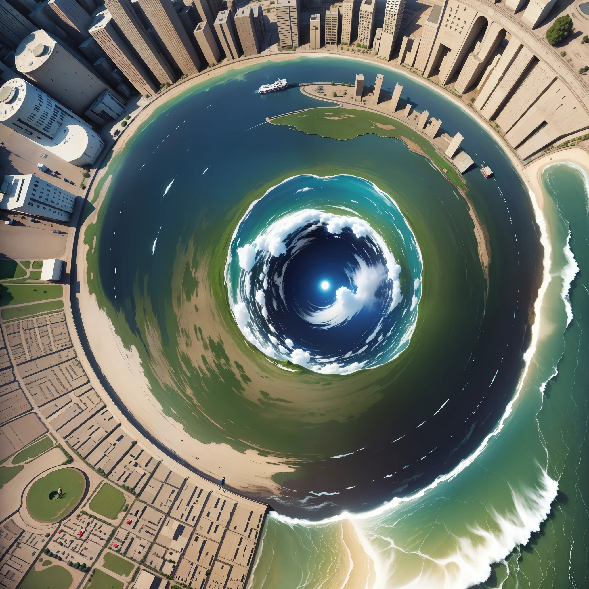 planet earth, people walking on top of planet earth, creative art --auto --s2