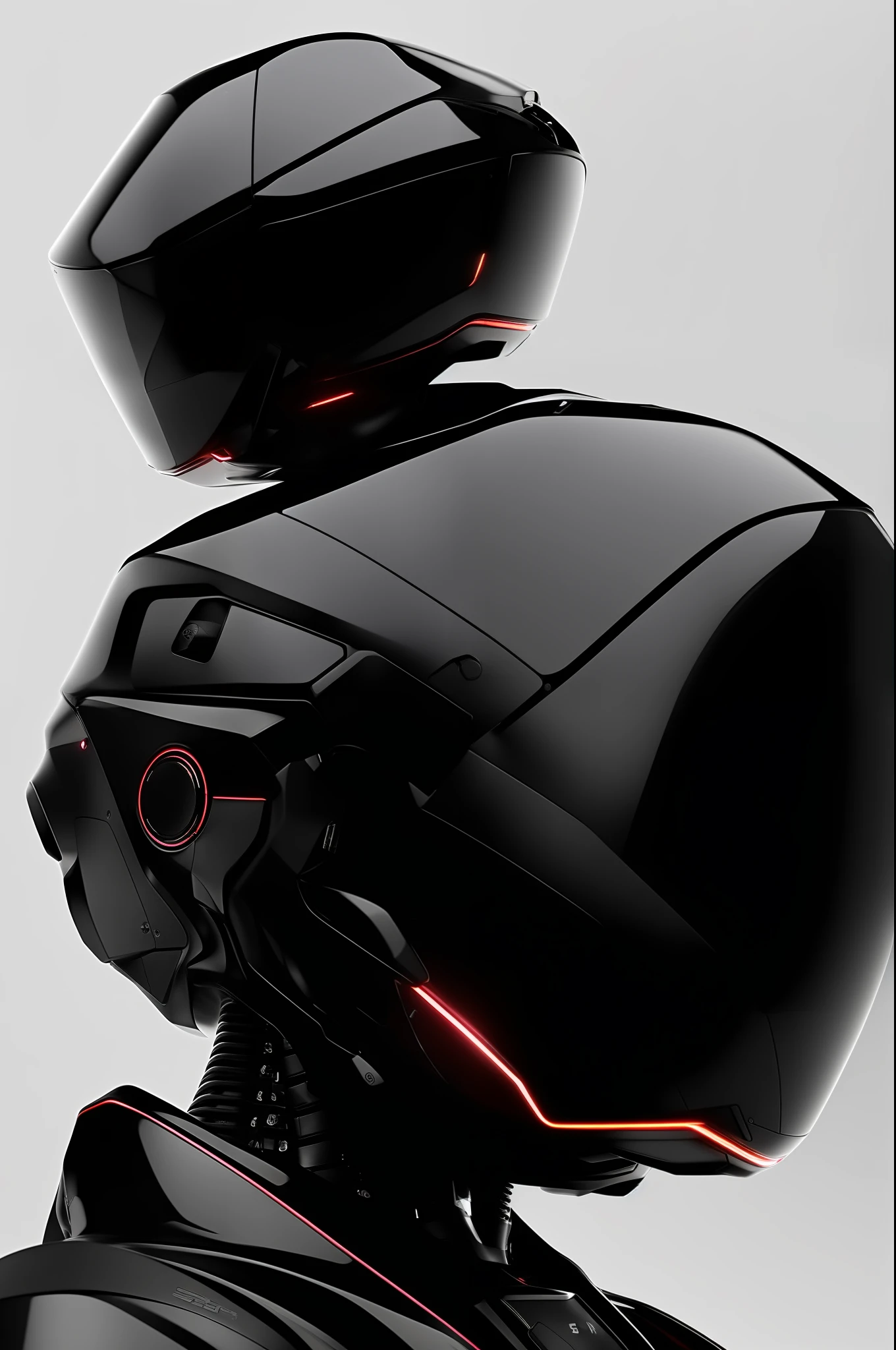 a nousr robot in 3d-female-cyborgs style, a full symmetrical body of a (black|red) female (nousr robot|tesla-bot.pt) in (3d-female-cyborgs.pt:1.3) style on a white background