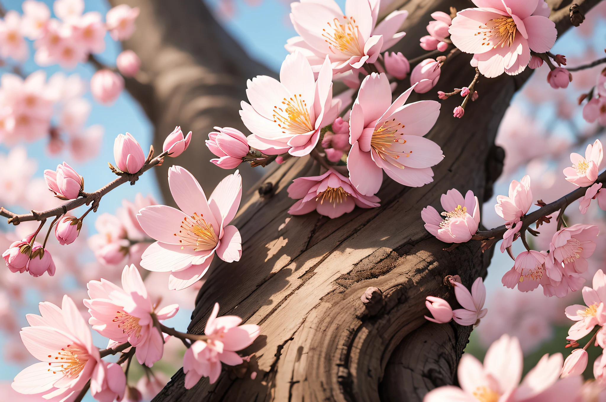 there are pink flowers on a branch with a pink background, canvas print, sakura flower, sakura flowers, sakura bloomimg, blossom sakura, sakura blooming on background, cherry blossom, flower blossoms, blossoms, flowers and blossoms, almond blossom, lush sakura, blossoming, sakura season, cherry blossoms, pink flowers, beautiful nature, plum blossom, amazing beauty, sakura --auto --s2