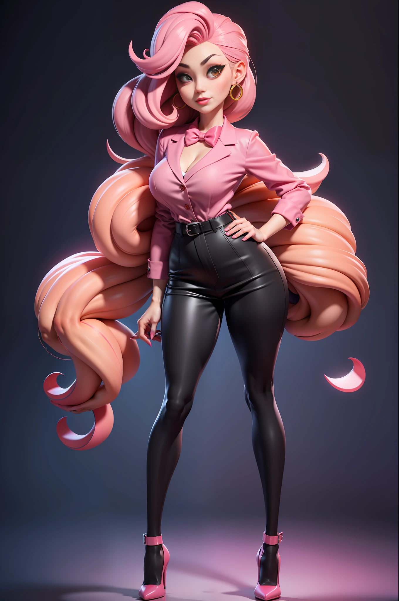 sexy teacher, vile face, masterpiece, full body, 3dmm style, look at viewer, colorful, pink
