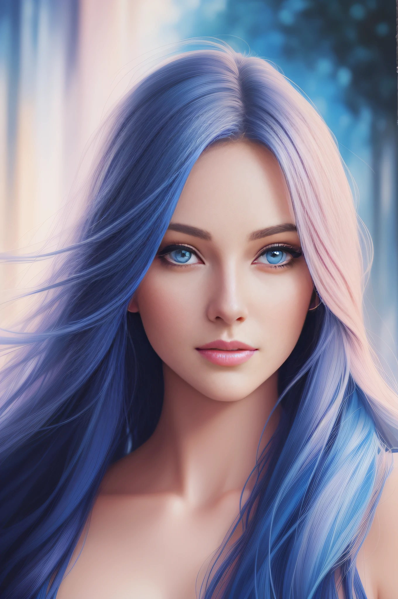 painting of a woman with blue eyes and long hair, gorgeous digital painting, realistic digital painting, stunning digital painting, ultra realistic digital painting, glossy digital painting, detailed beauty portrait, stunning digital illustration, beautiful digital painting, gorgeous face portrait, realistic cute girl painting, beautiful digital artwork, photorealistic digital painting, #1 digital painting of all time