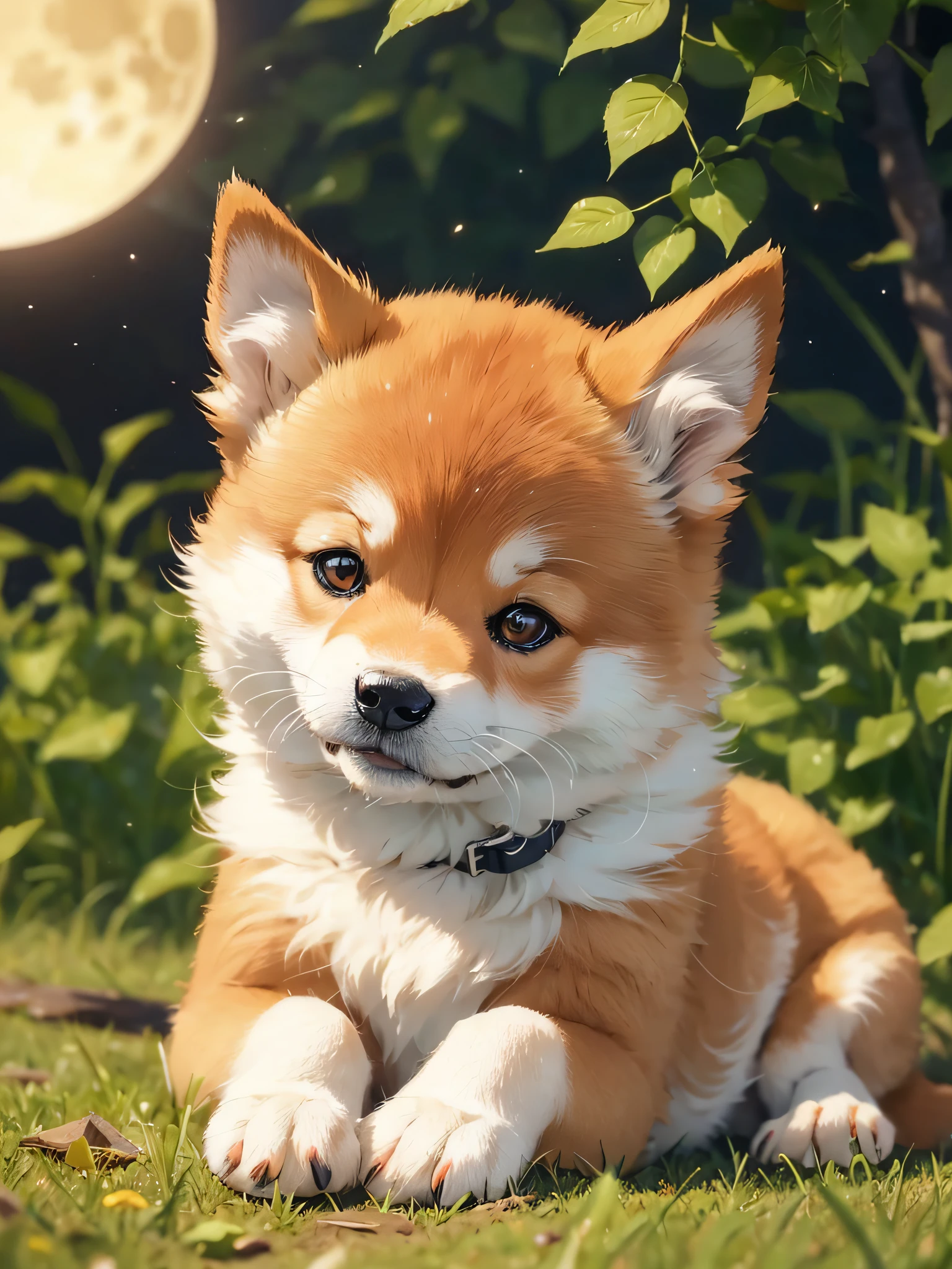 Real Shiba Inu, cute !!!, content!!!, mischievous!!!, adorable!!!, ultra-realistic!!!, golden hour, sharp focus, delicate 16K, high definition 8K, sphere, full moon --auto --s2