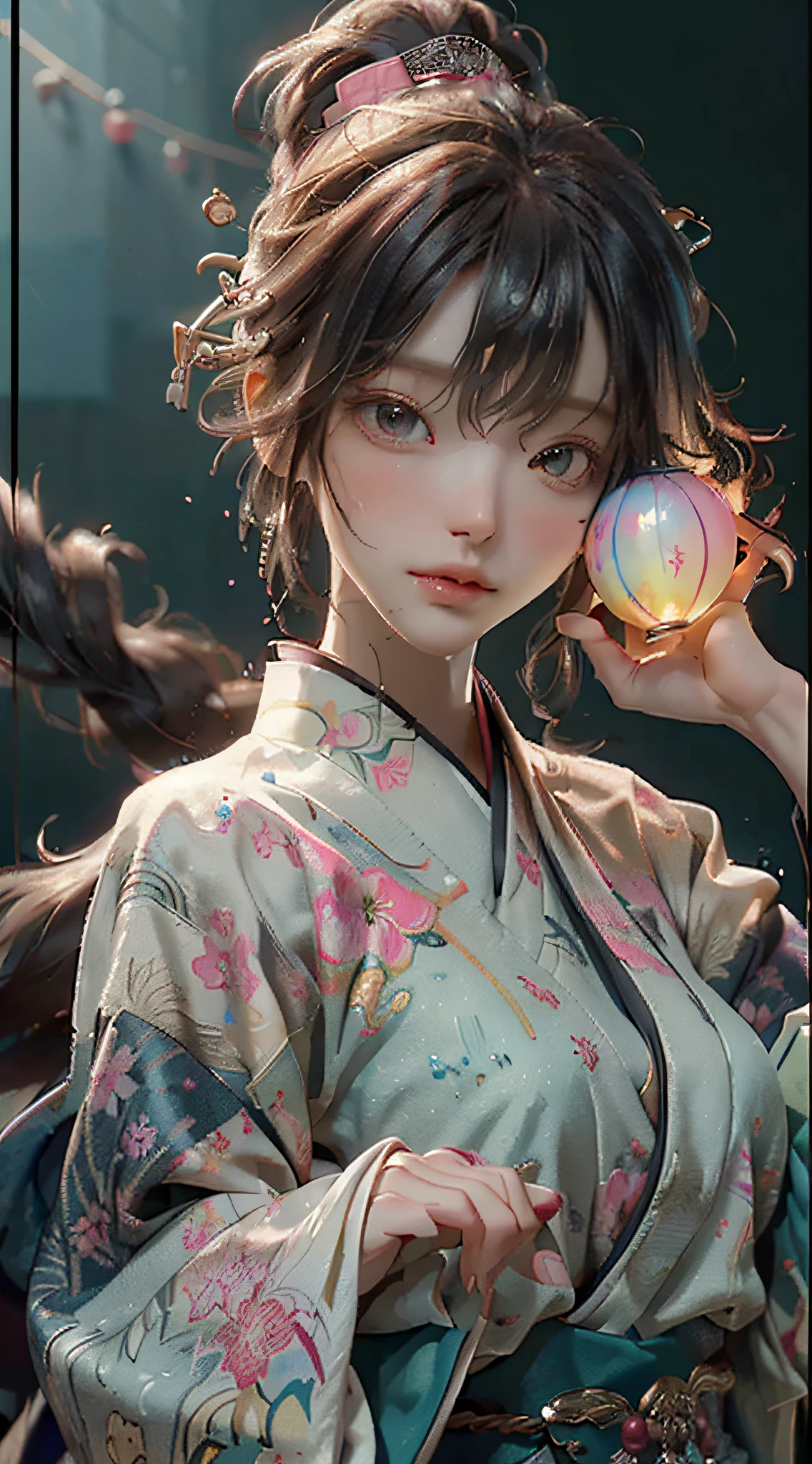 (8k, RAW photo:1.2), best quality, ultra high res,dramatic angle,(fluttered detailed color splashs), (illustration),(((1 girl))),(long hair),(rain:0.9), (头饰:1.4),少女身边有一座古宫,汉服,(重点),彩色水墨画,(泼彩),泼彩,(((colorful))),(素描:0.8) , Masterpiece, best quality, beautiful painted, highly detailed,(denoising:0.6),[splash ink],((ink refraction)), (beautiful detailed sky),moon,highly,detaild,(masterpiece, best quality, extremely detailed） CG unity 8k壁纸，杰作，最好的质量，超详细），（石蒜），