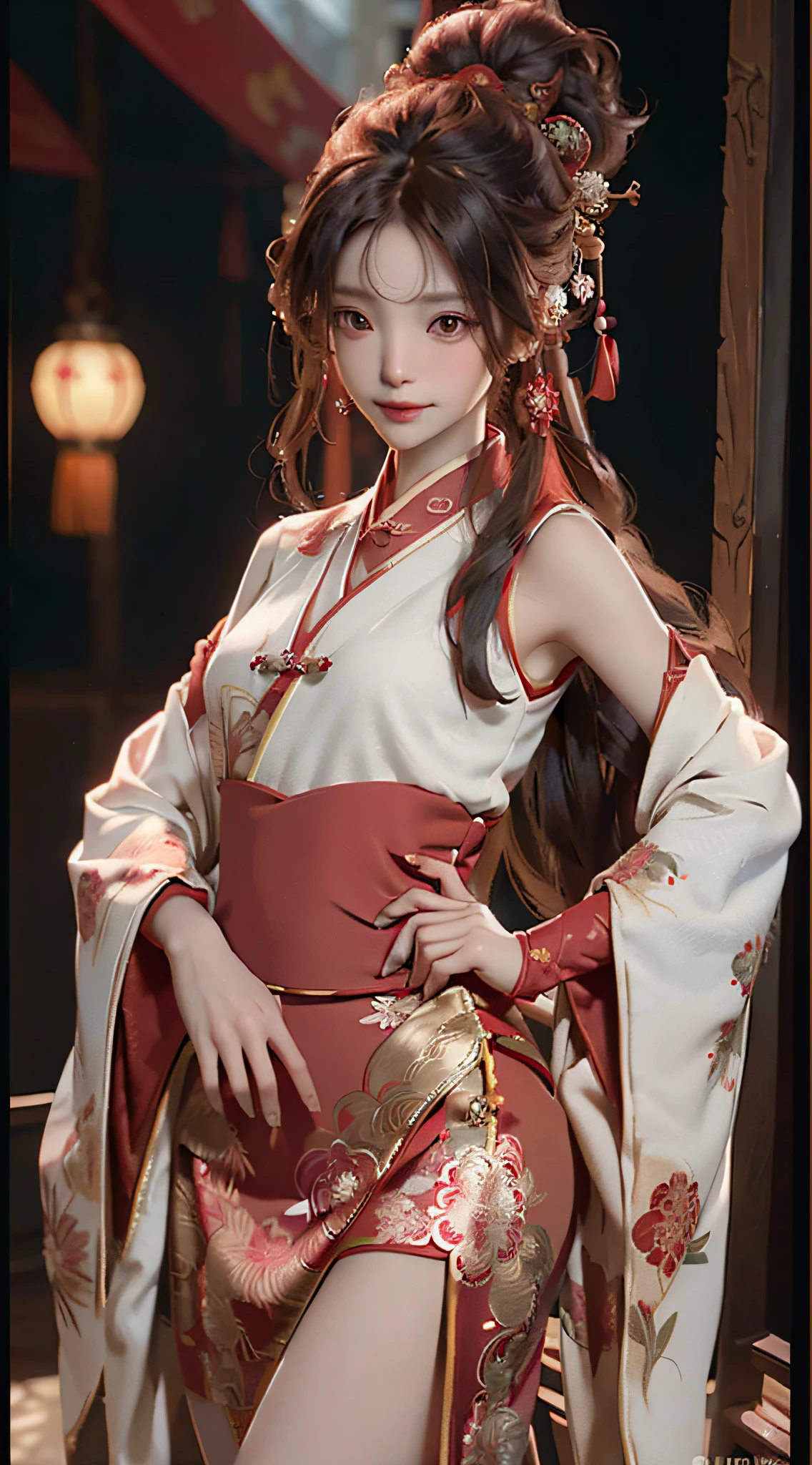 best quality, masterpiece, highres, 1girl, china hanfu,chinese architect background, red scarf, hair ornament,necklace, jewelry,Beautiful face,upon_body, tyndall effect,photorealistic, dark studio, rim lighting, two tone lighting,(high detailed skin:1.2), 8k uhd, dslr, soft lighting, high quality, volumetric lighting, candid, Photograph, high resolution, 4k, 8k, Bokeh,red dress girl