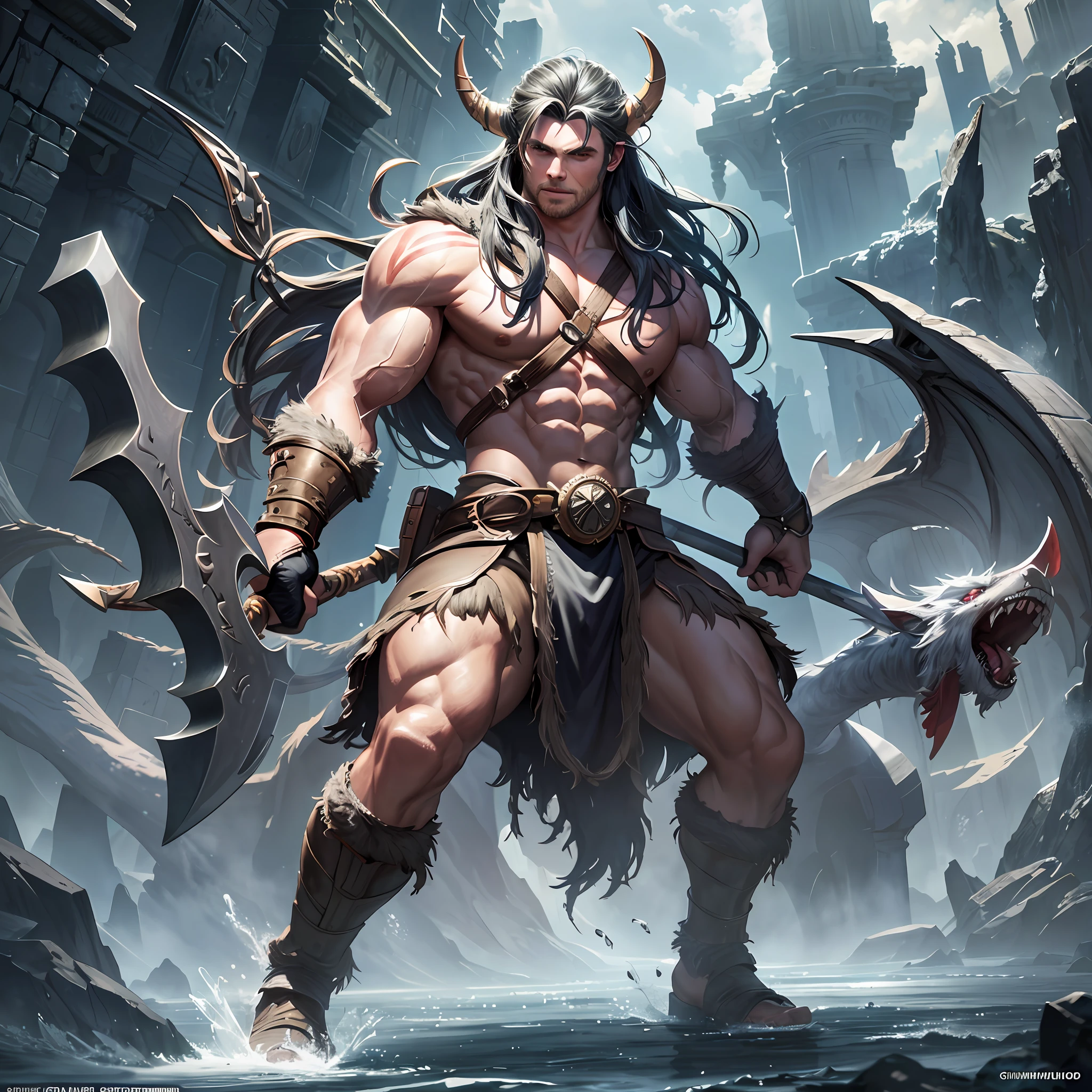 Chris Hemsworth as a barbarian from dungeons and dragons, lean muscles, DnD, in the style of realistic and hyper-detailed renderings,dungeons and dragons, 8k, detailed eyes, perfect eyes, epic , dramatic , fantastical, full body , intricate design and details, dramatic lighting, hyperrealism, photorealistic, cinematic, 8k, detailed face, Dramatic photo,epic photo, whole body,barbarian