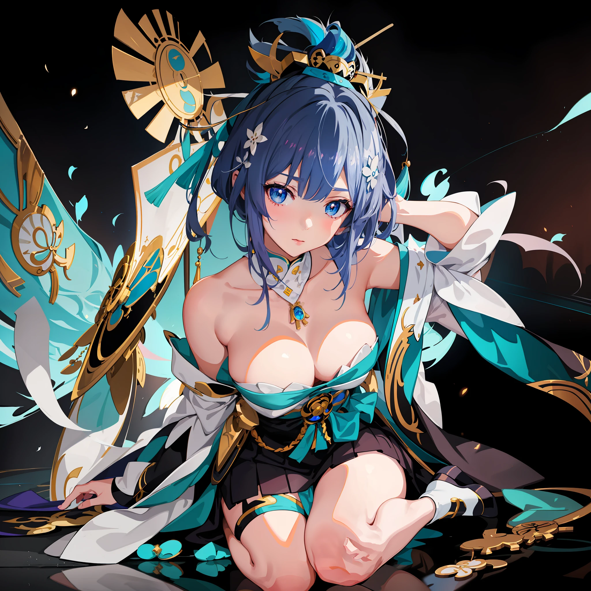 Anime girl with white hair and white dress sitting on the ground, Ayaka Genshin Impact, Anime Goddess, Guvez on Pixiv Art Station, Onmyoji Detailed Art, Seductive Anime Girl, Best Anime 4K Konachan Wallpaper, Guweiz on ArtStation Pixiv, Onmyoji, Ayaka Game Genshin Impact, Anime Style 4 K