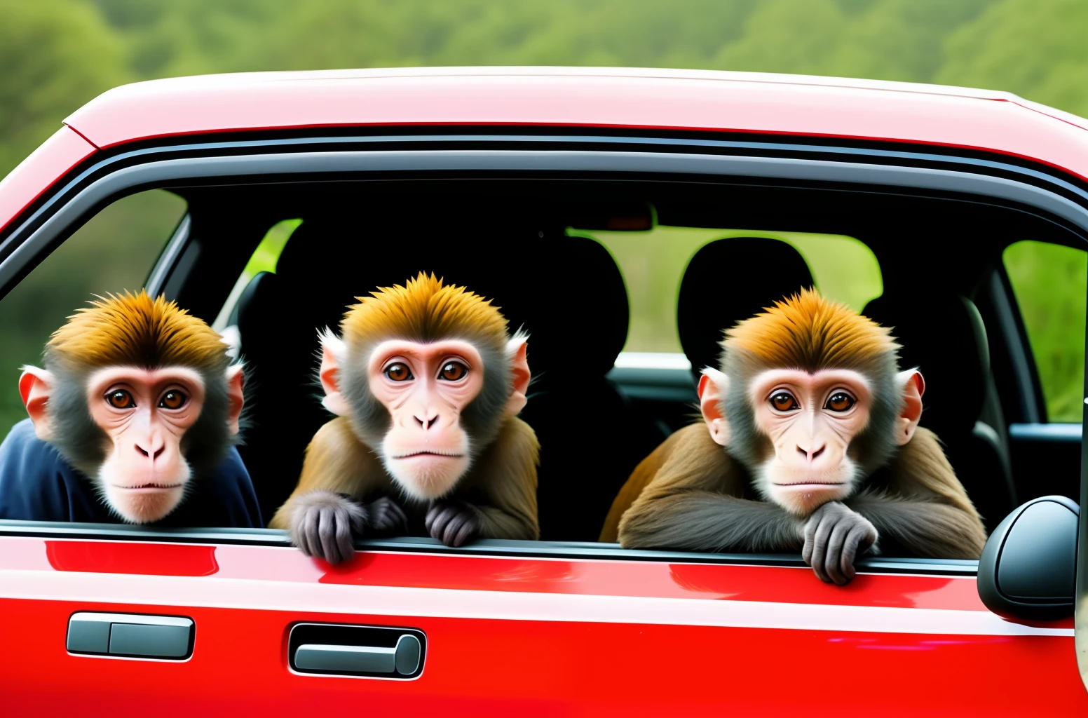 monkeys in car