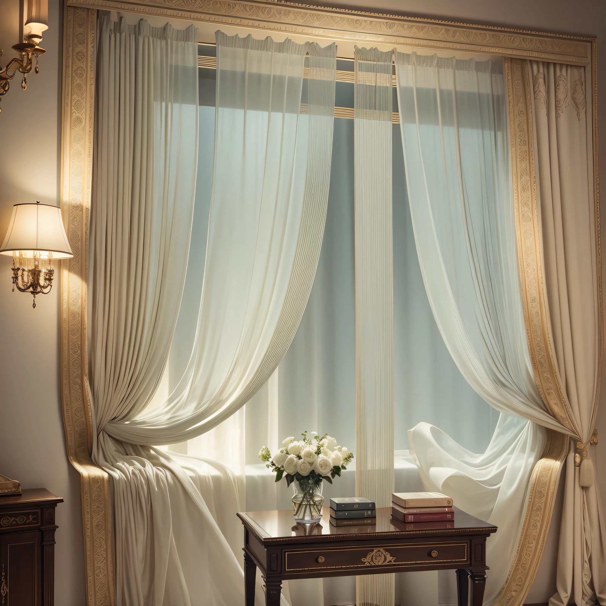 Noble and elegant, decorative European curtains, suitable for living rooms, bedrooms and other occasions, under the sun presents countless layers of light and shadow. The fabric is made of high-quality satin material, soft and smooth, durable and silky to the touch. Equipped with classic European design elements - tassels, highlighting its elegant temperament. It is recommended to shoot diagonally above in HD to show the depth and depth of the curtain. --auto --s2