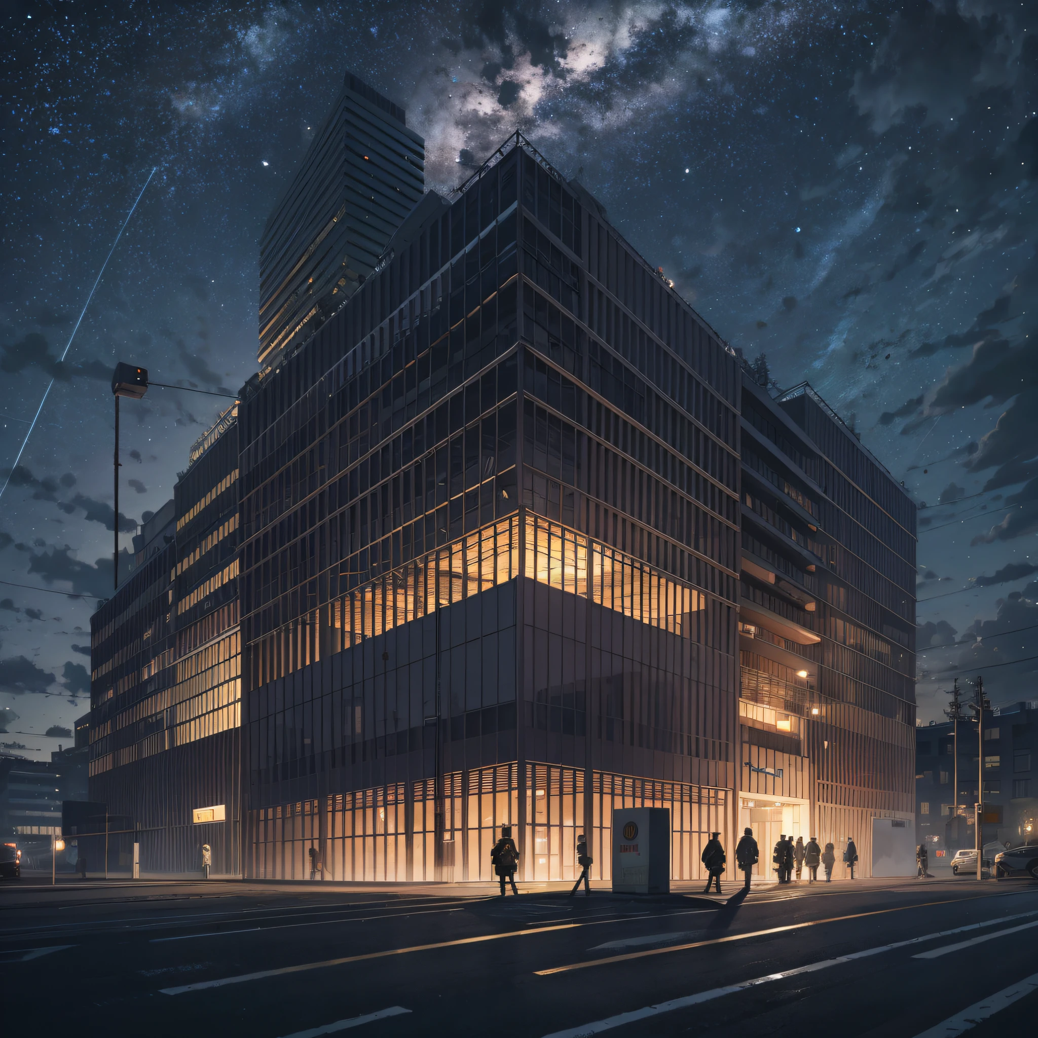 At night, large construction bases