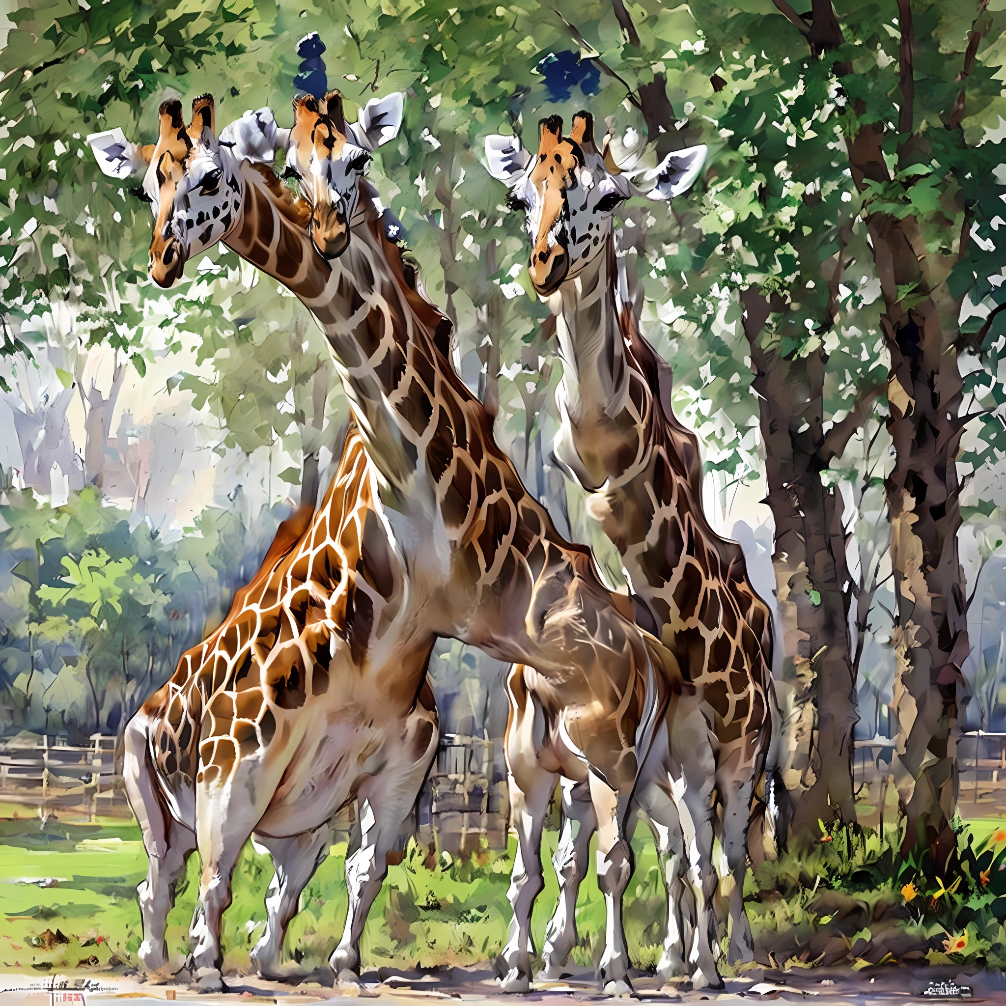 Cute giraffes dancing with their hands --auto --s2
