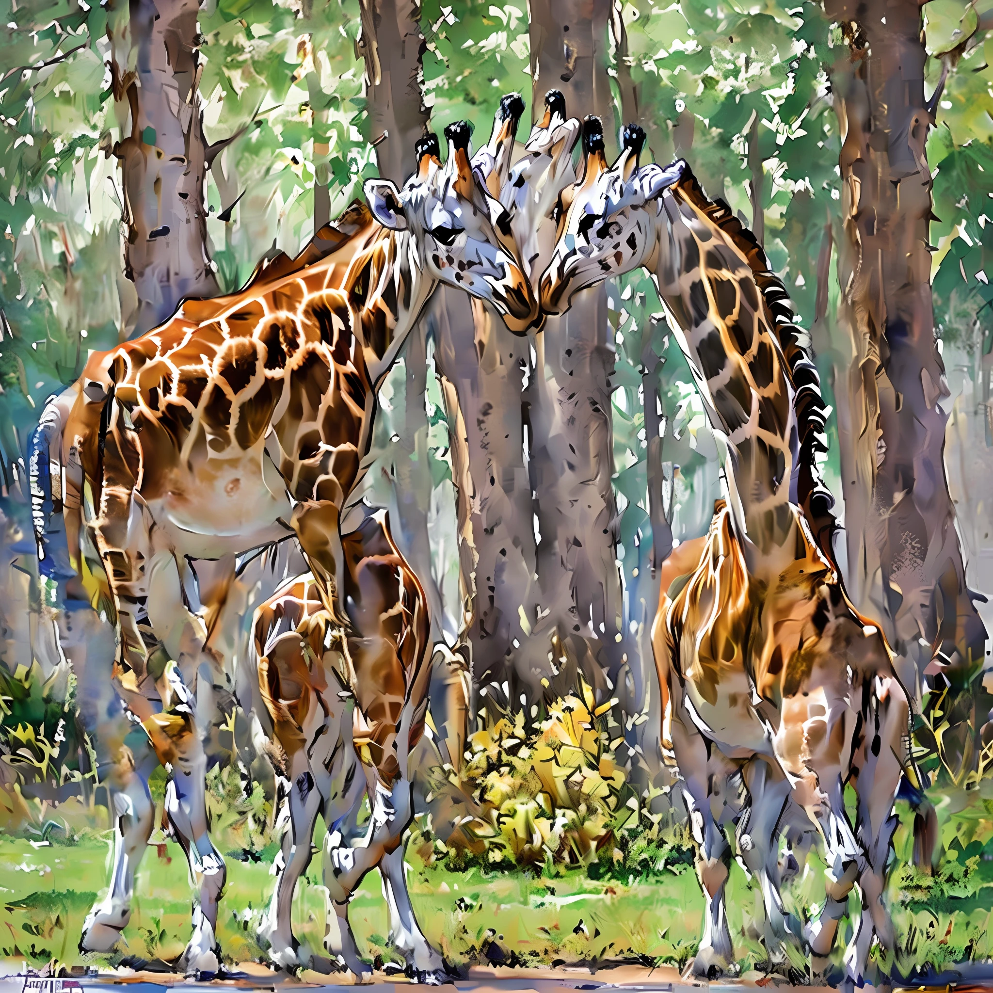 Cute giraffes dancing with their hands --auto --s2