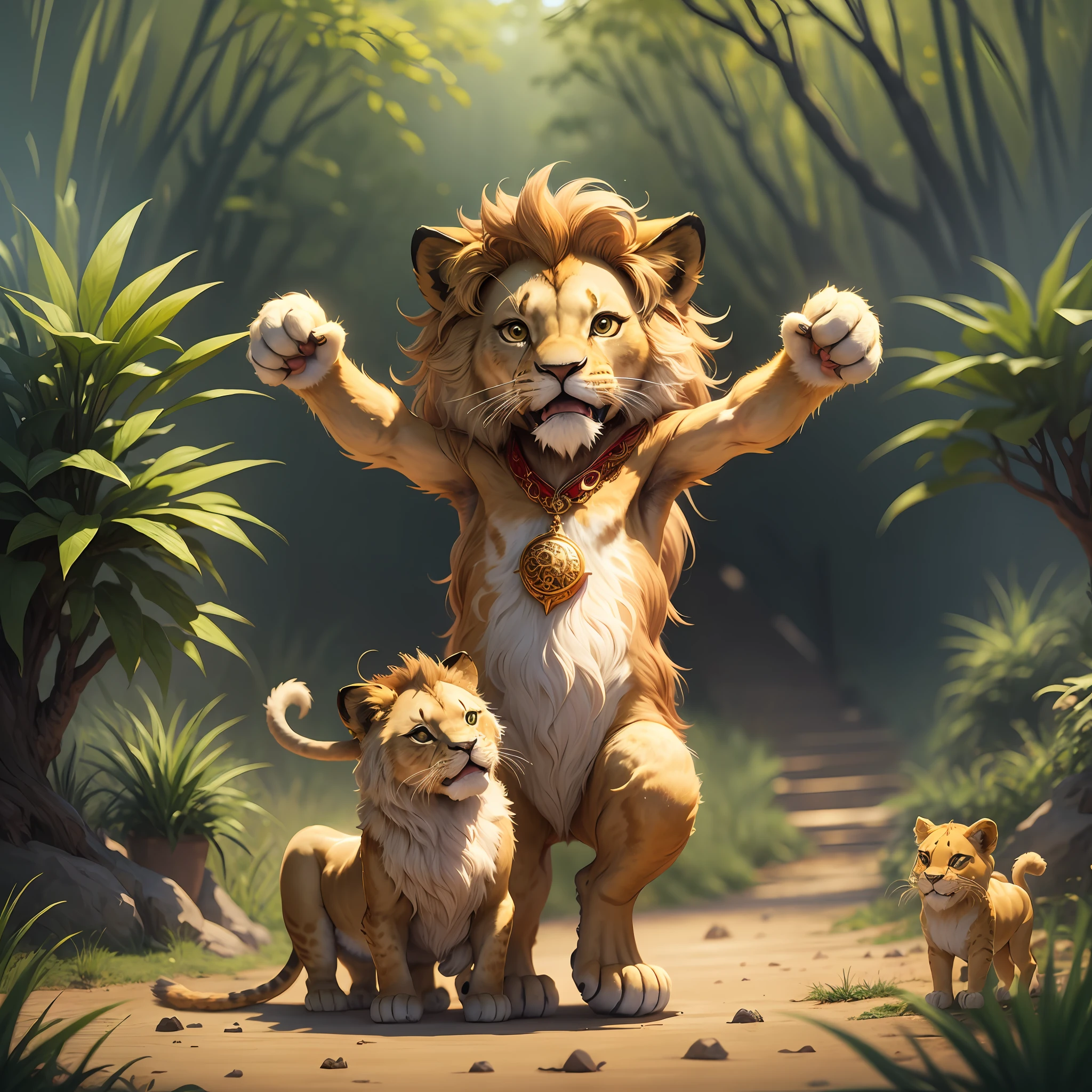 The Lion King and the cute animals are singing and dancing --auto --s2