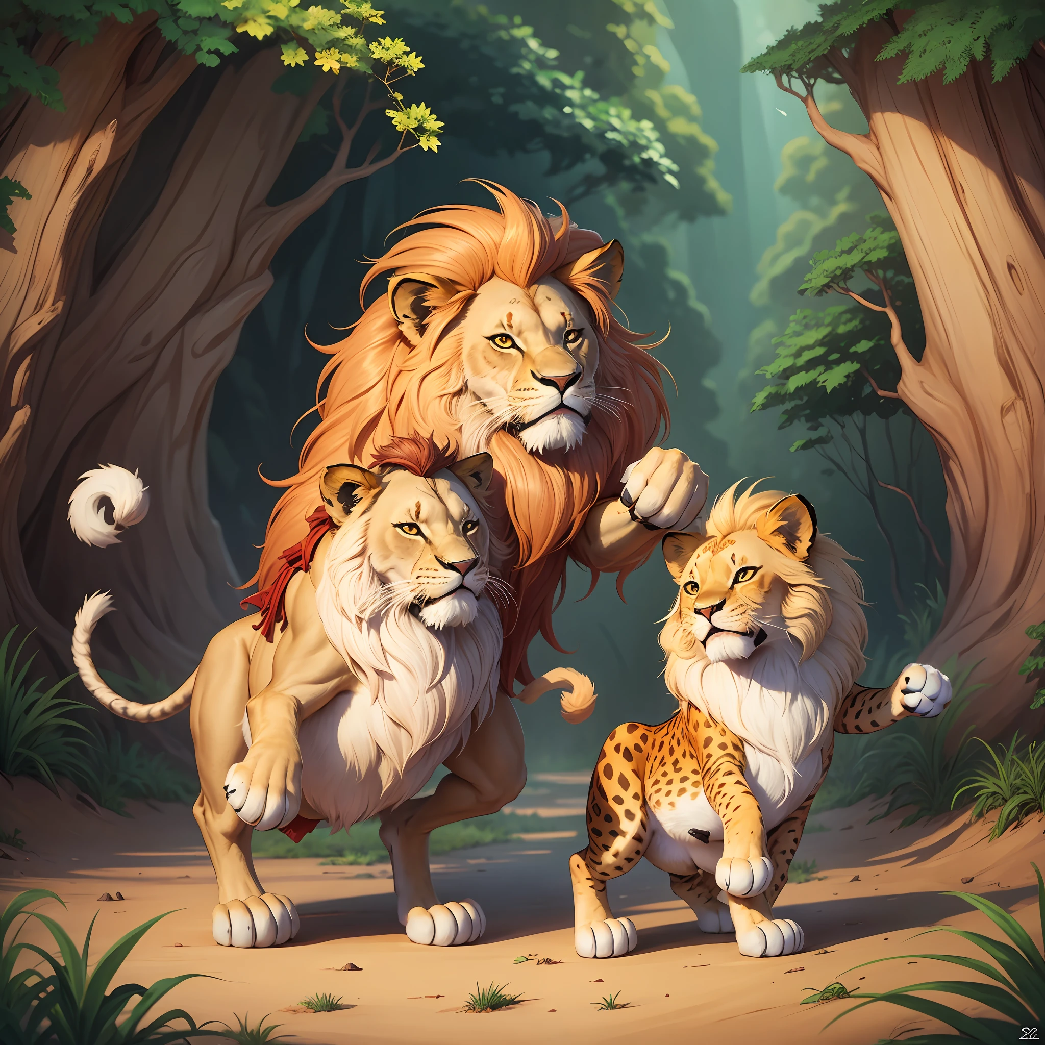 The Lion King and the cute animals are singing and dancing --auto --s2